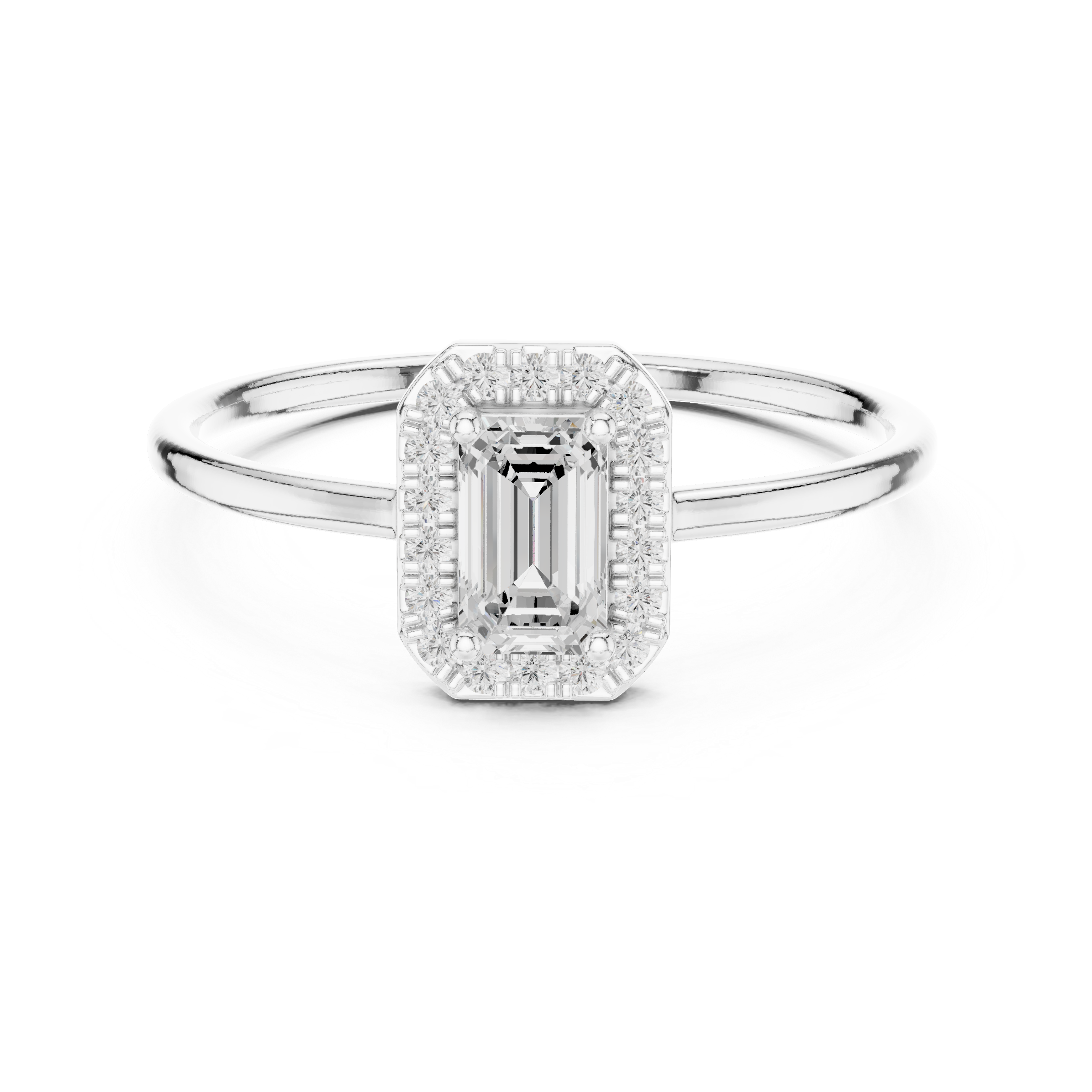 Emerald Cut Halo Engagement Ring – Rectangular Diamond Halo Solitaire Ring