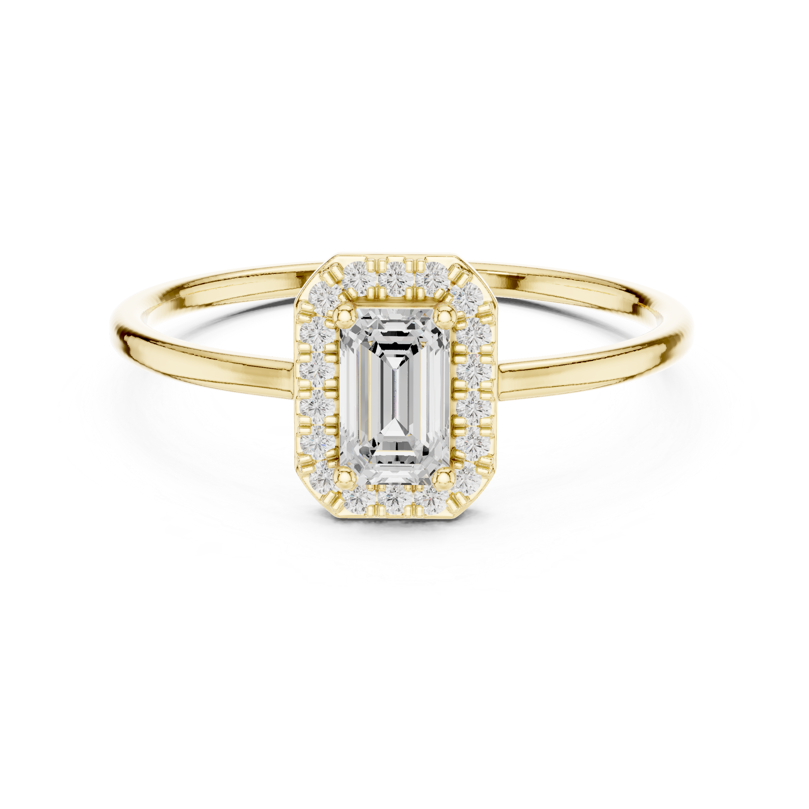 Emerald Cut Halo Engagement Ring – Rectangular Diamond Halo Solitaire Ring