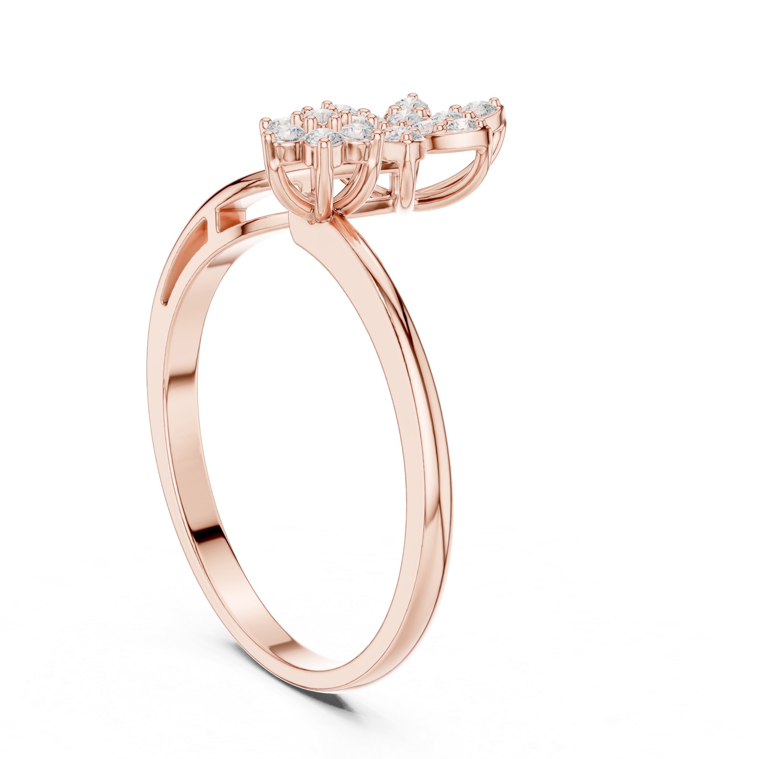 Floral Open Wrap Diamond Ring – Double Flower Cluster Statement Ring