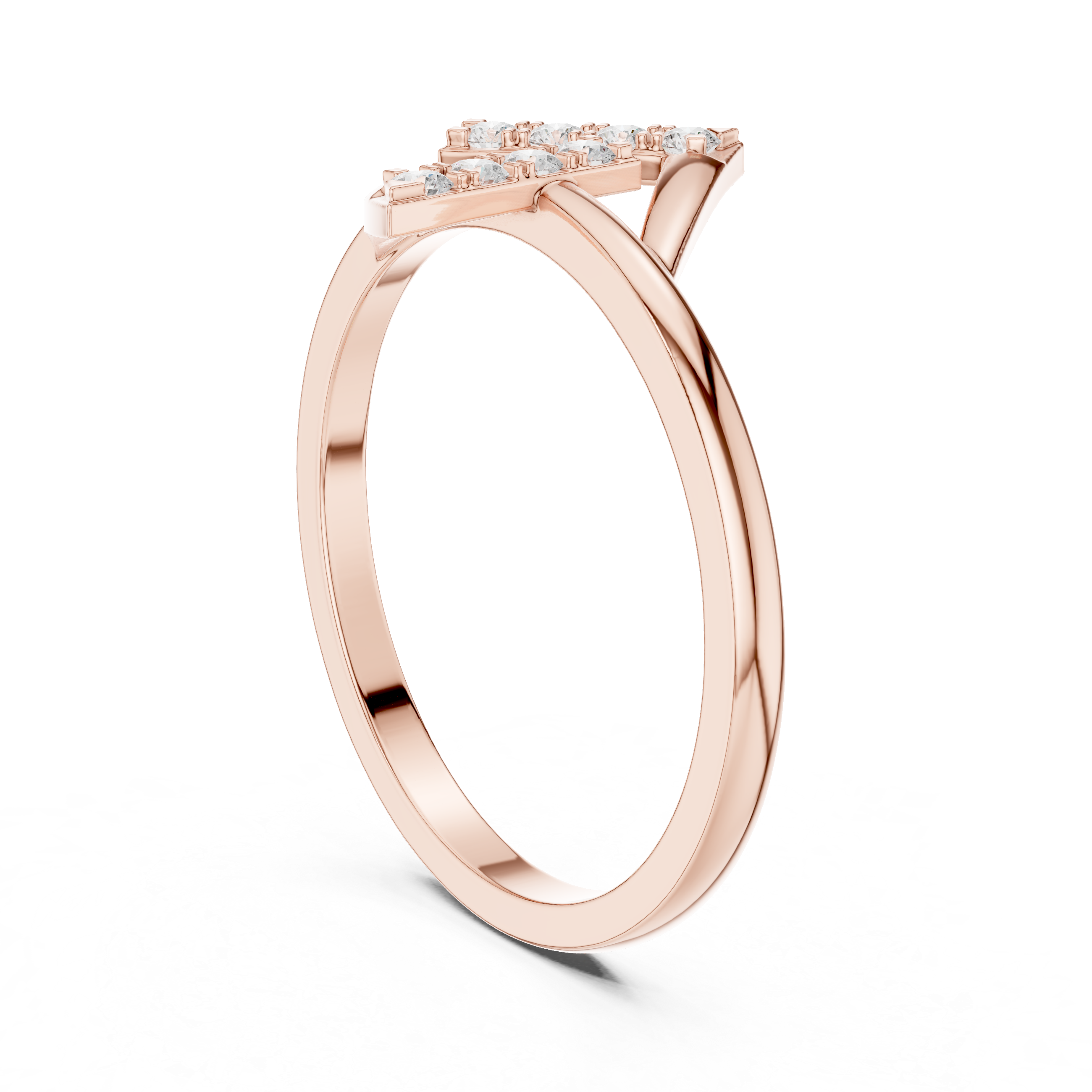 Modern Double Chevron Diamond Ring – Geometric Openwork Statement Ring
