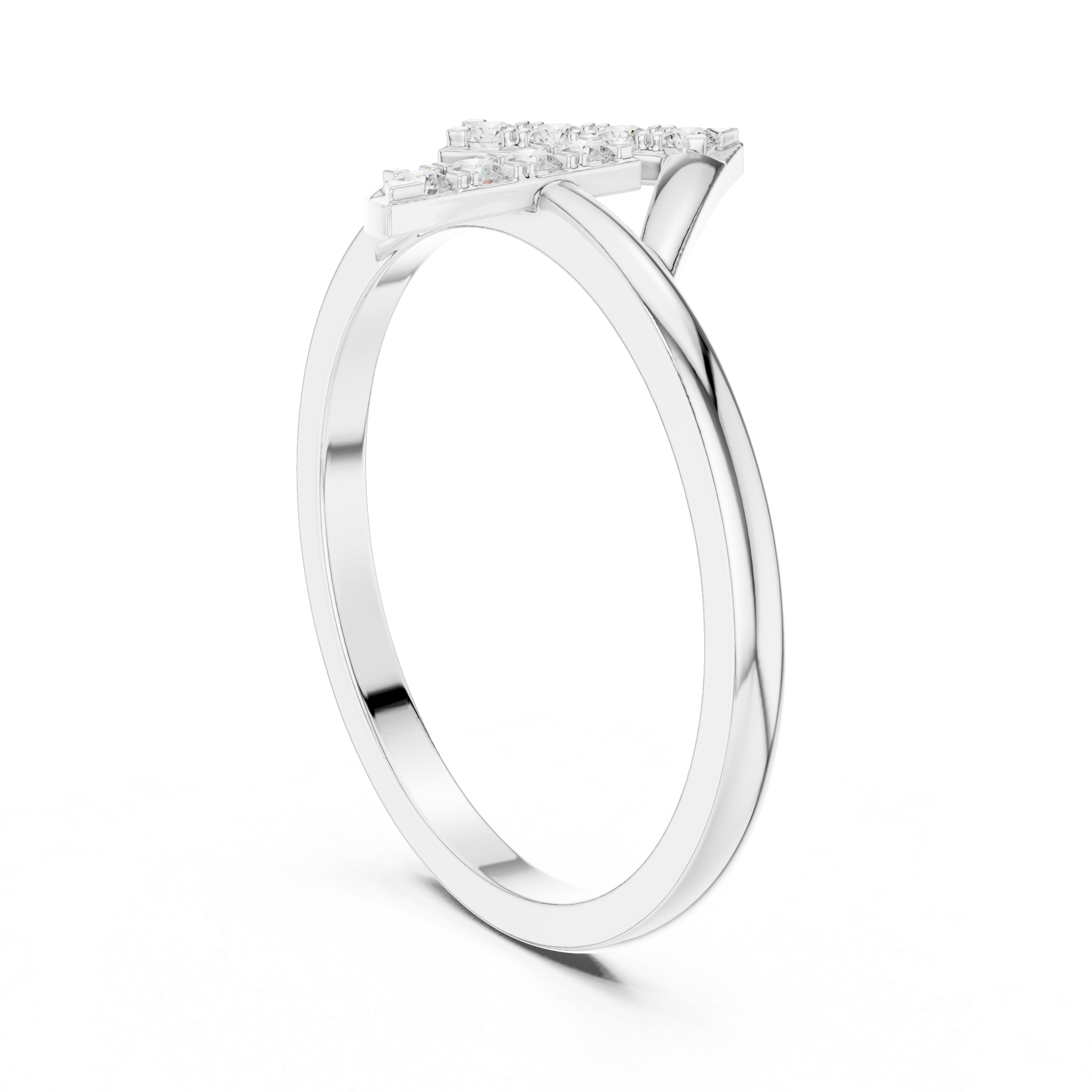 Modern Double Chevron Diamond Ring – Geometric Openwork Statement Ring