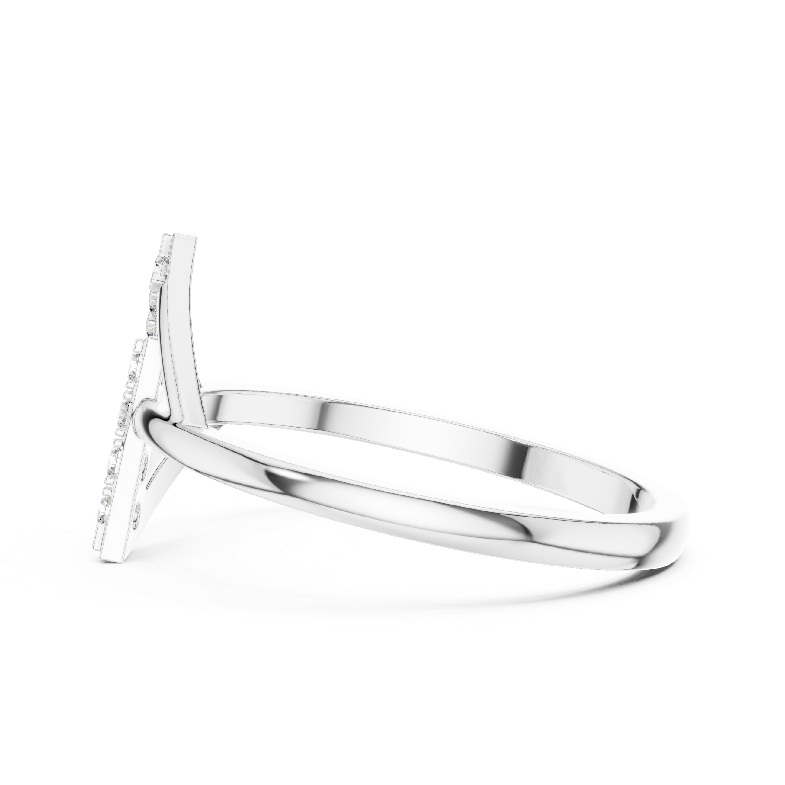 Modern Double Chevron Diamond Ring – Geometric Openwork Statement Ring