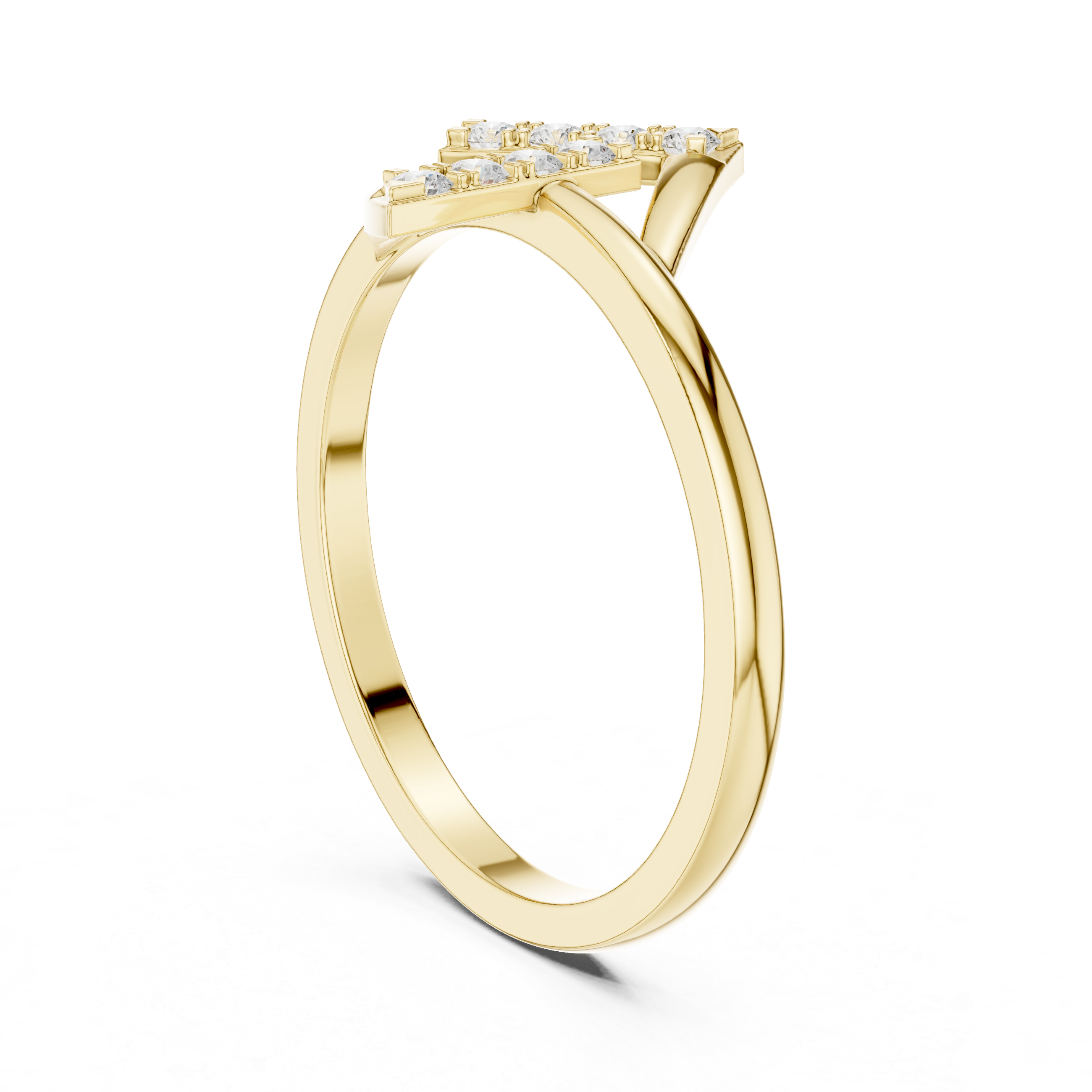 Modern Double Chevron Diamond Ring – Geometric Openwork Statement Ring