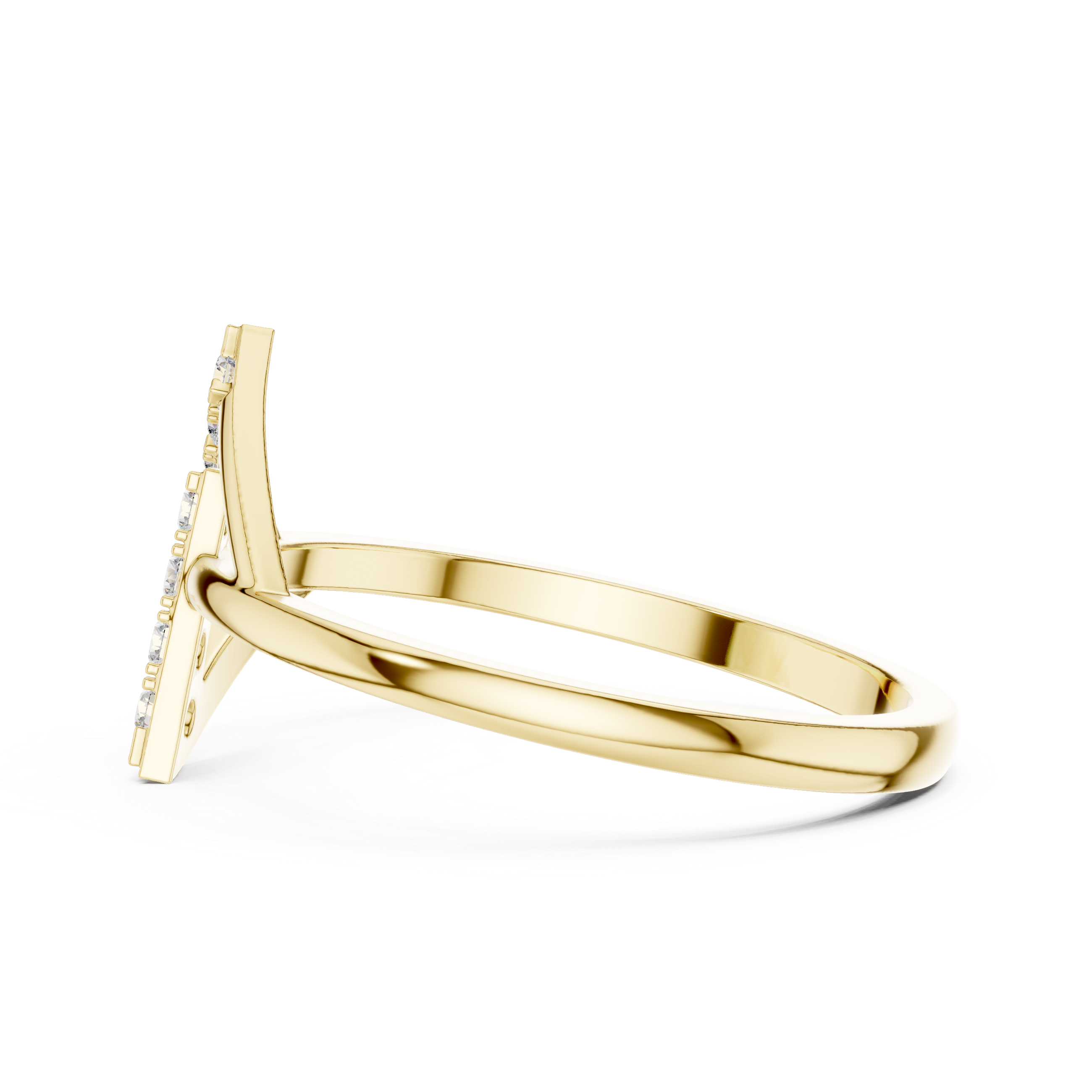 Modern Double Chevron Diamond Ring – Geometric Openwork Statement Ring