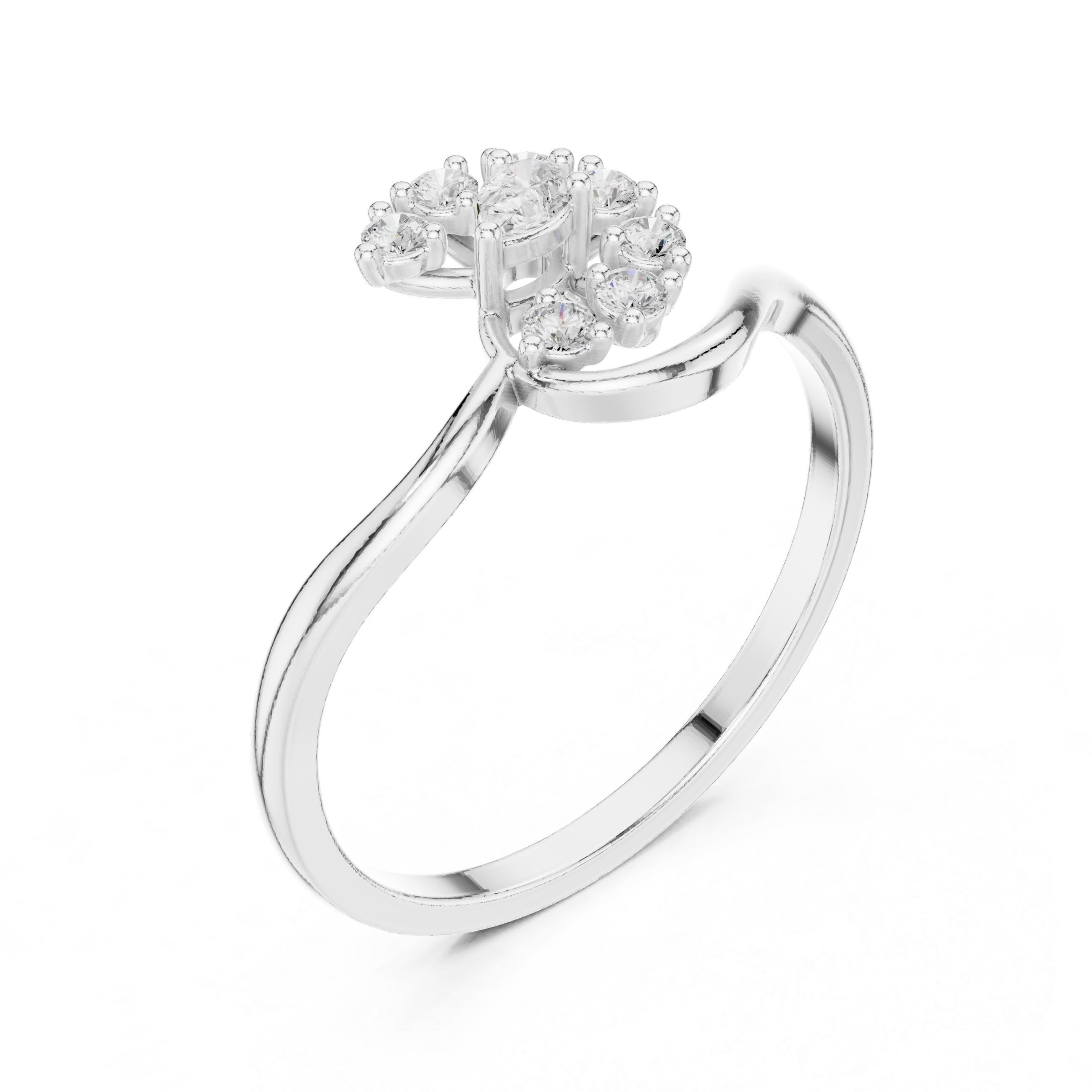 Nature-Inspired Pear Diamond Floral Ring – Curved Vine Cluster Ring