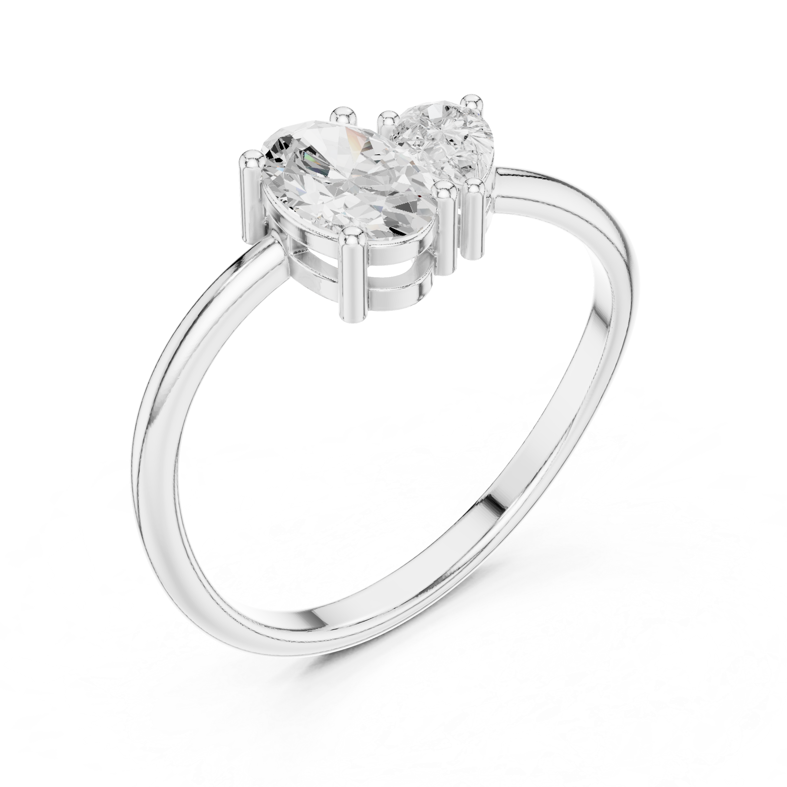 Oval & Pear Diamond Toi et Moi Ring – Modern Two Stone Engagement Ring