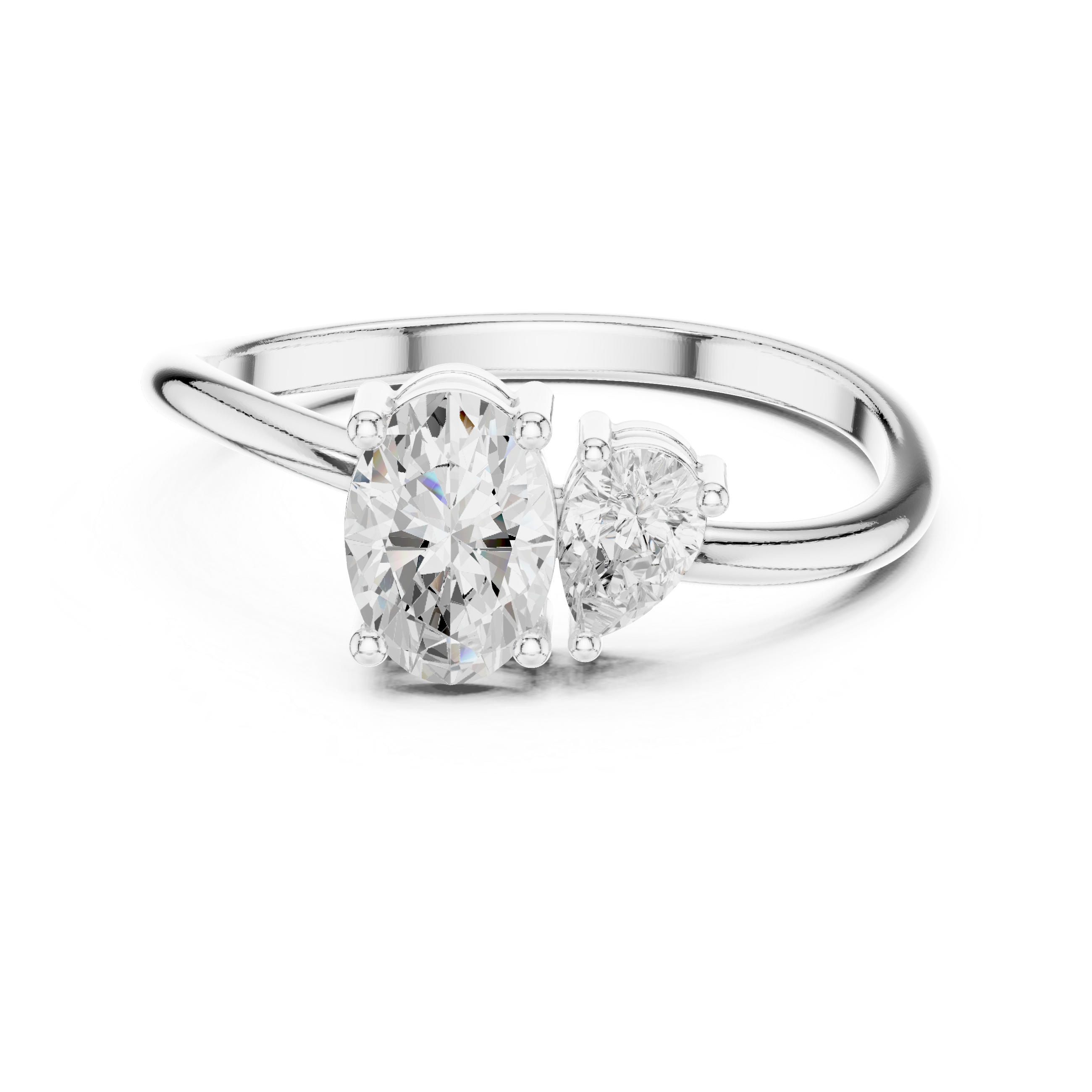 Oval & Pear Diamond Toi et Moi Ring – Modern Two Stone Engagement Ring
