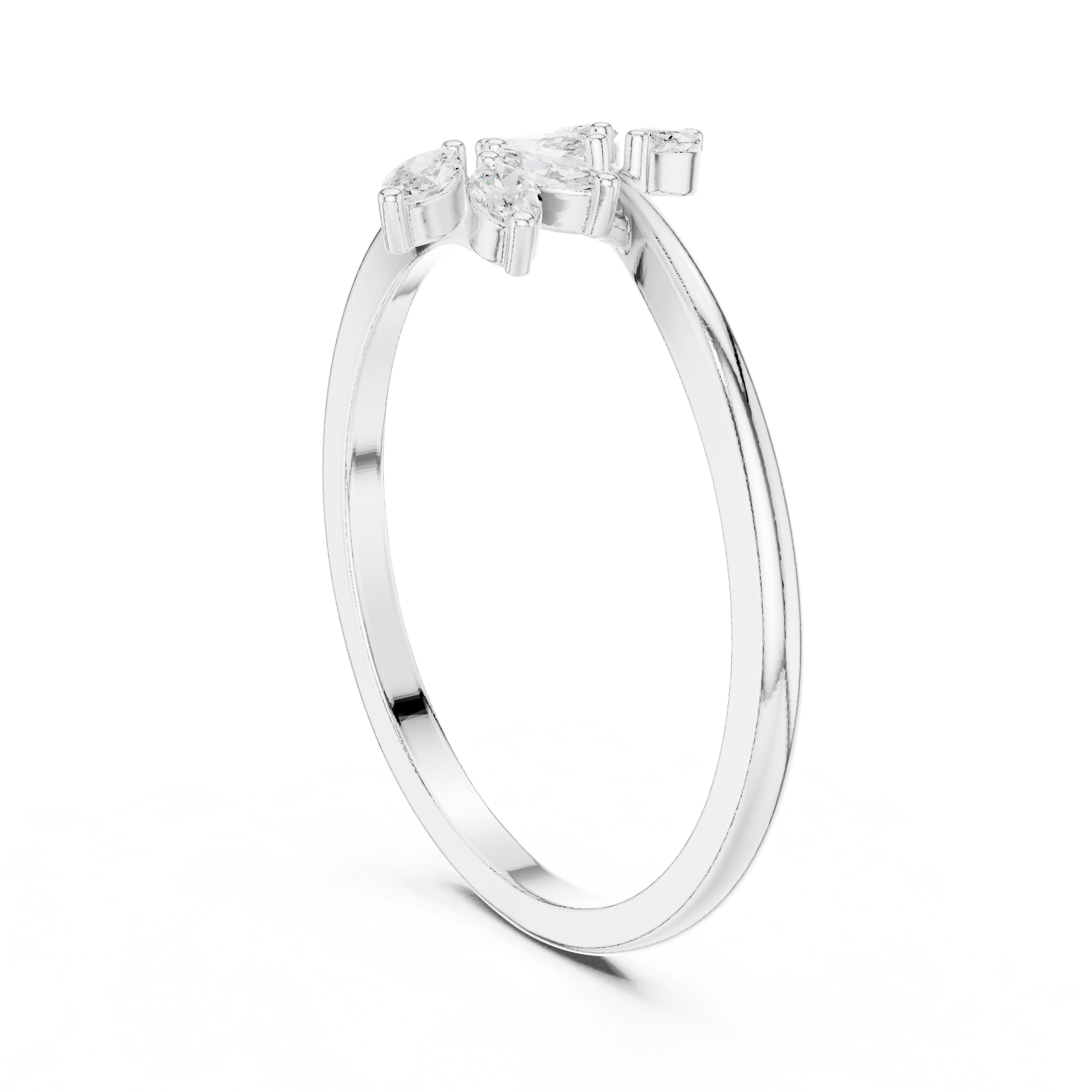 Marquise Diamond Leaf Bypass Ring – Nature Inspired Open Branch Ring