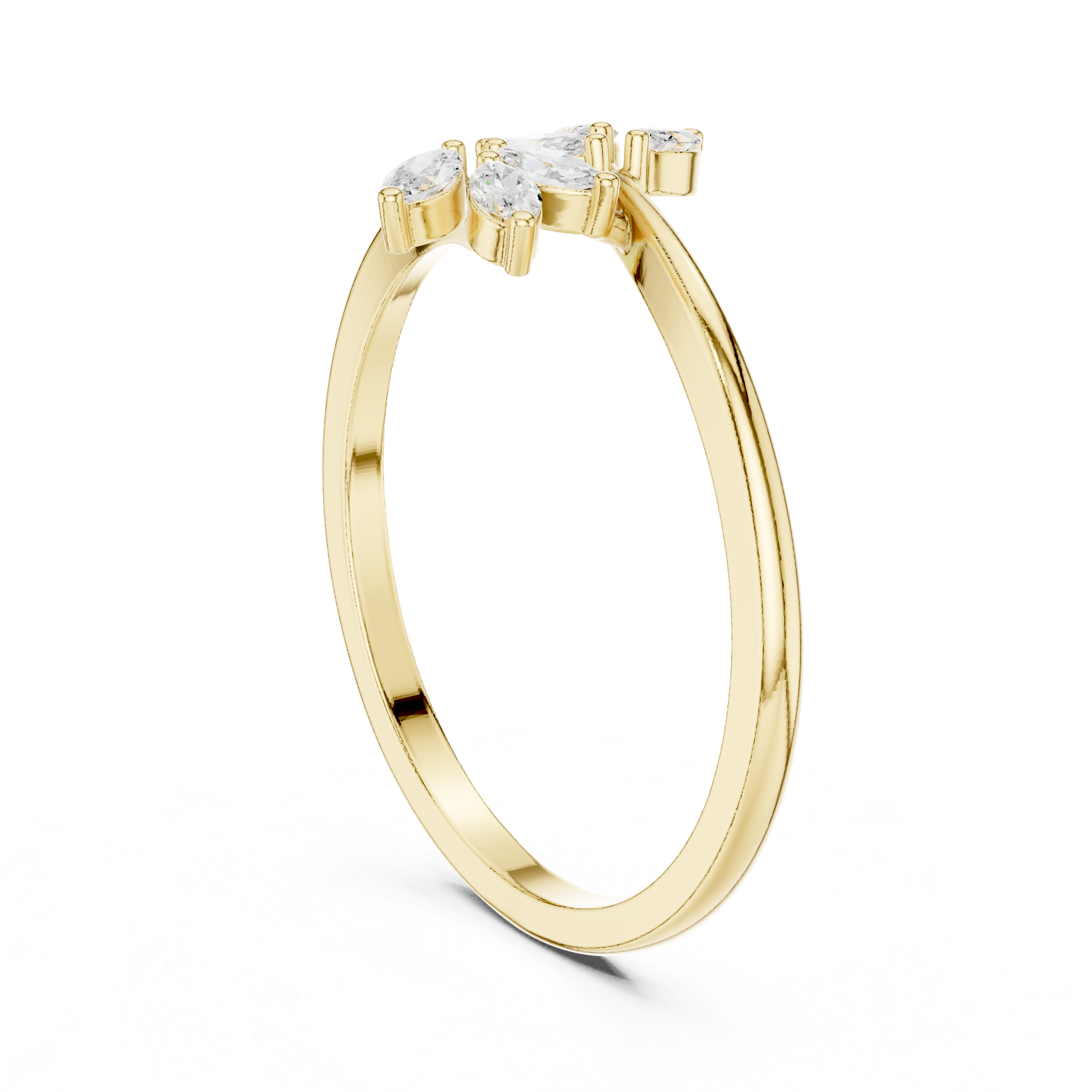 Marquise Diamond Leaf Bypass Ring – Nature Inspired Open Branch Ring