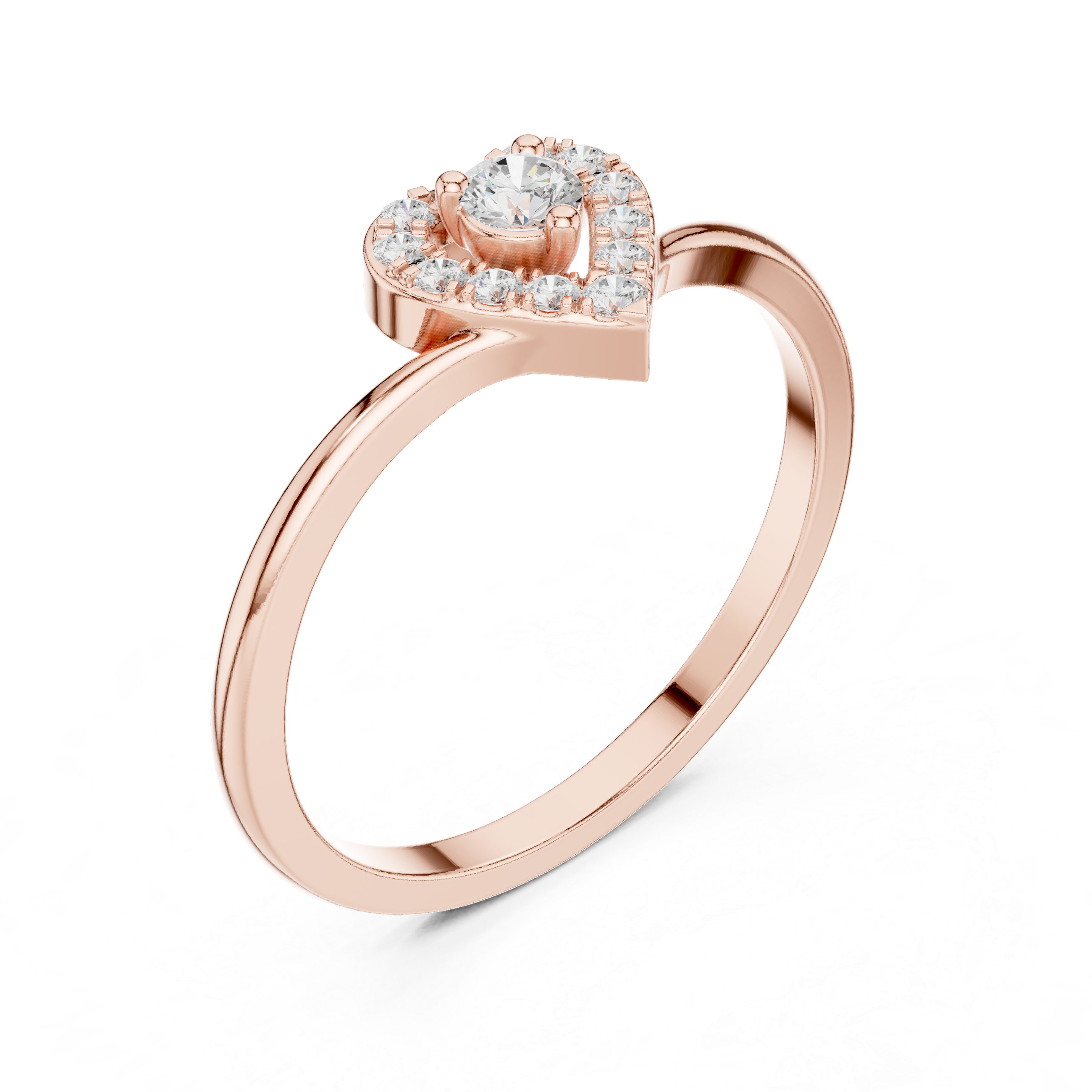 Heart Halo Diamond Ring – Delicate Open Heart Promise Ring