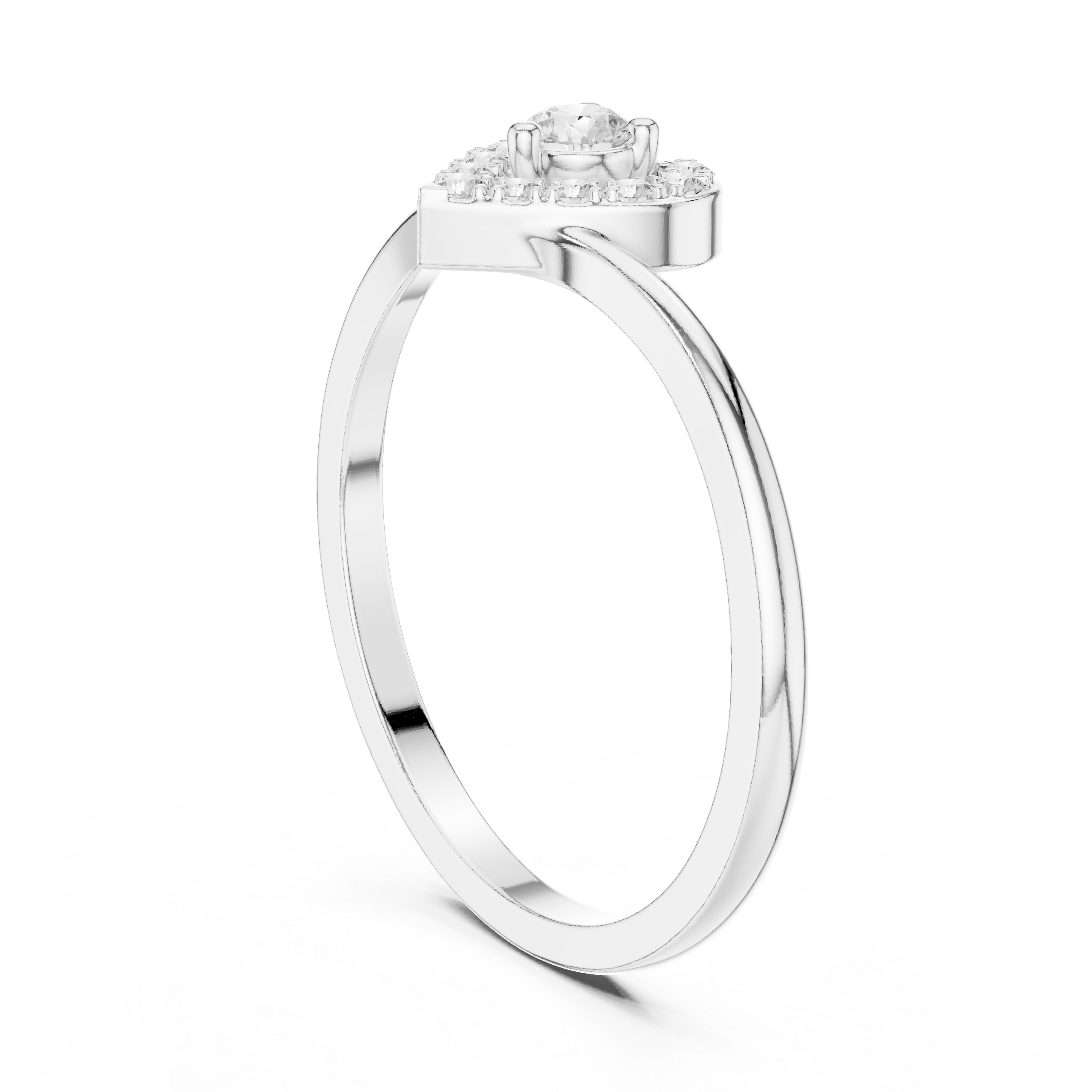 Heart Halo Diamond Ring – Delicate Open Heart Promise Ring