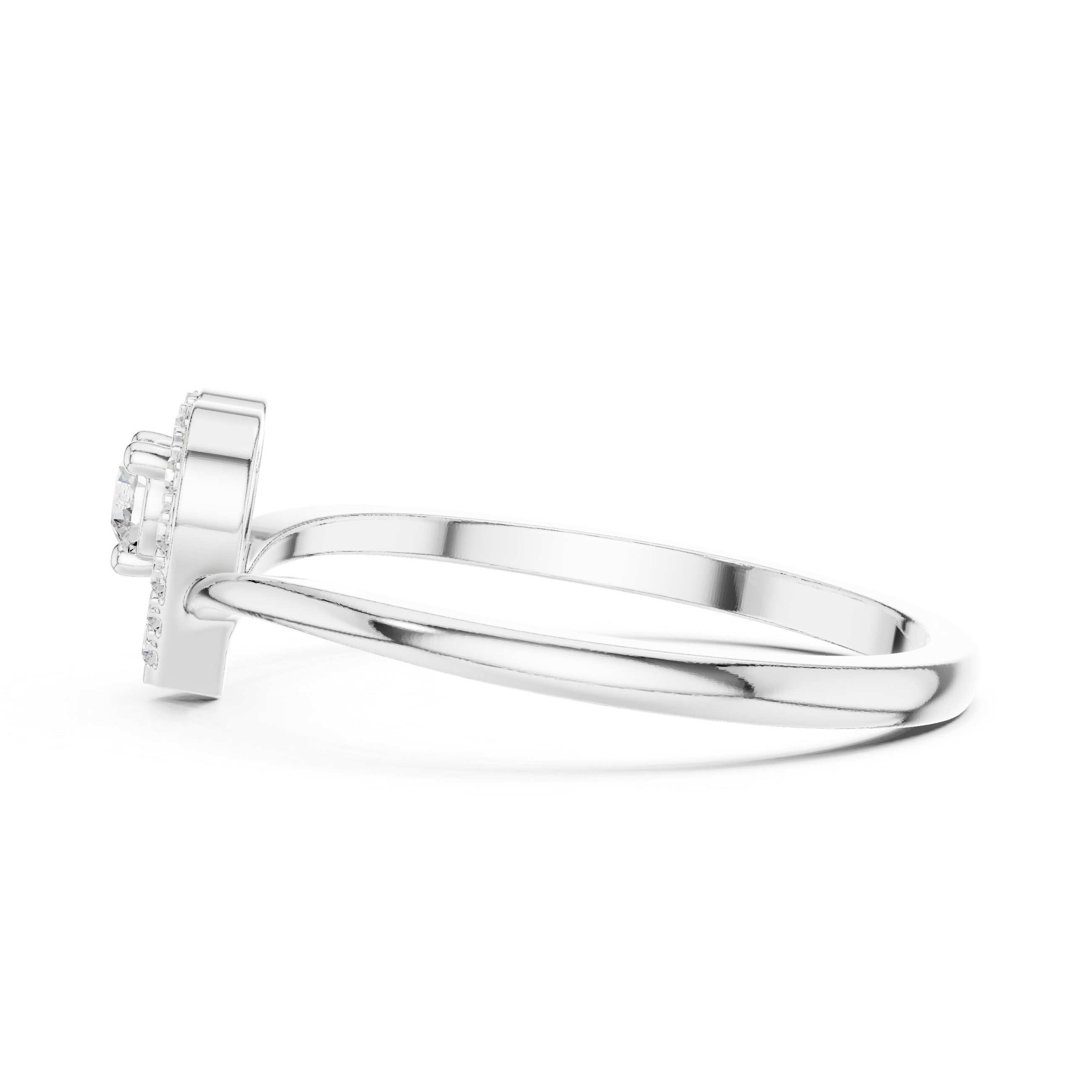 Heart Halo Diamond Ring – Delicate Open Heart Promise Ring