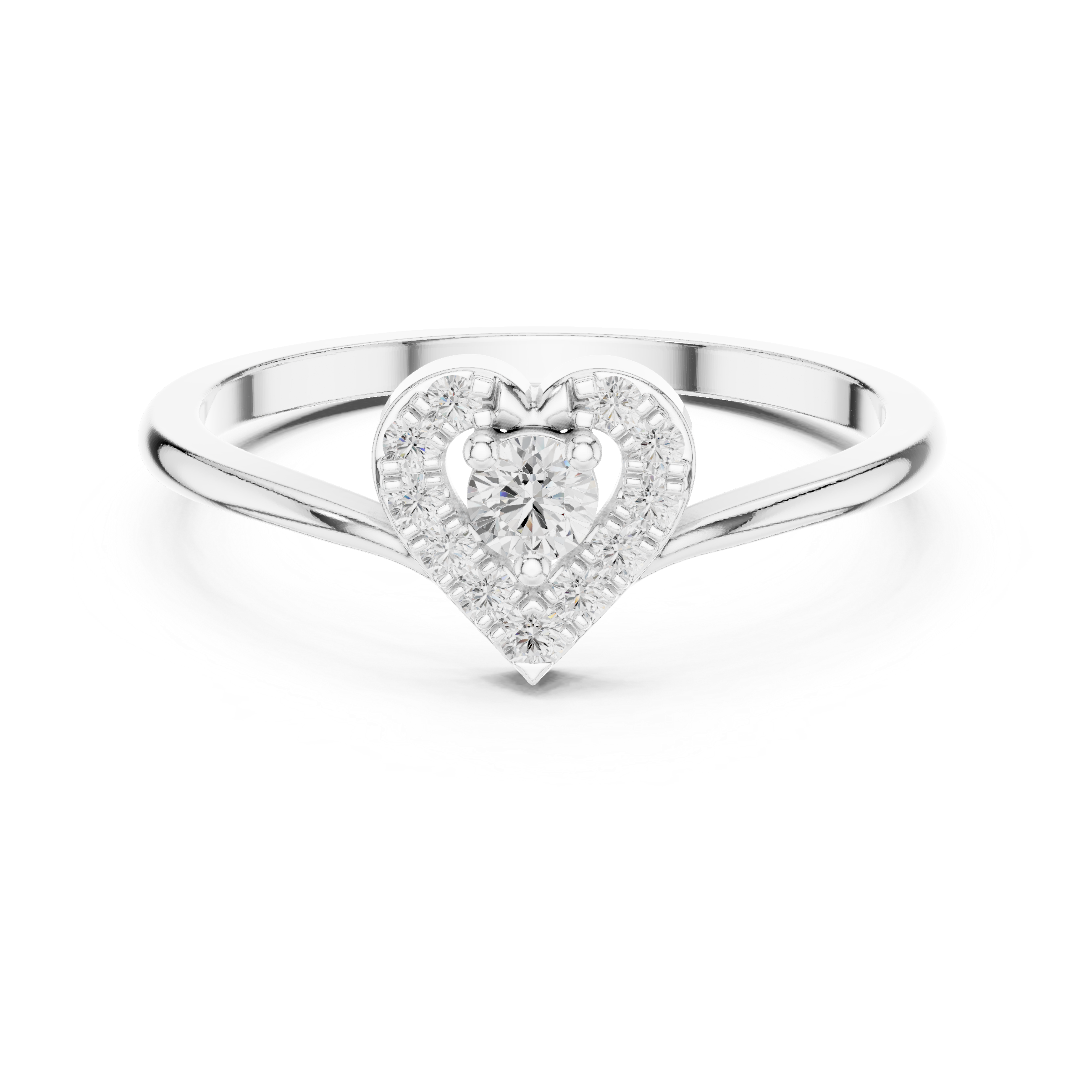 Heart Halo Diamond Ring – Delicate Open Heart Promise Ring