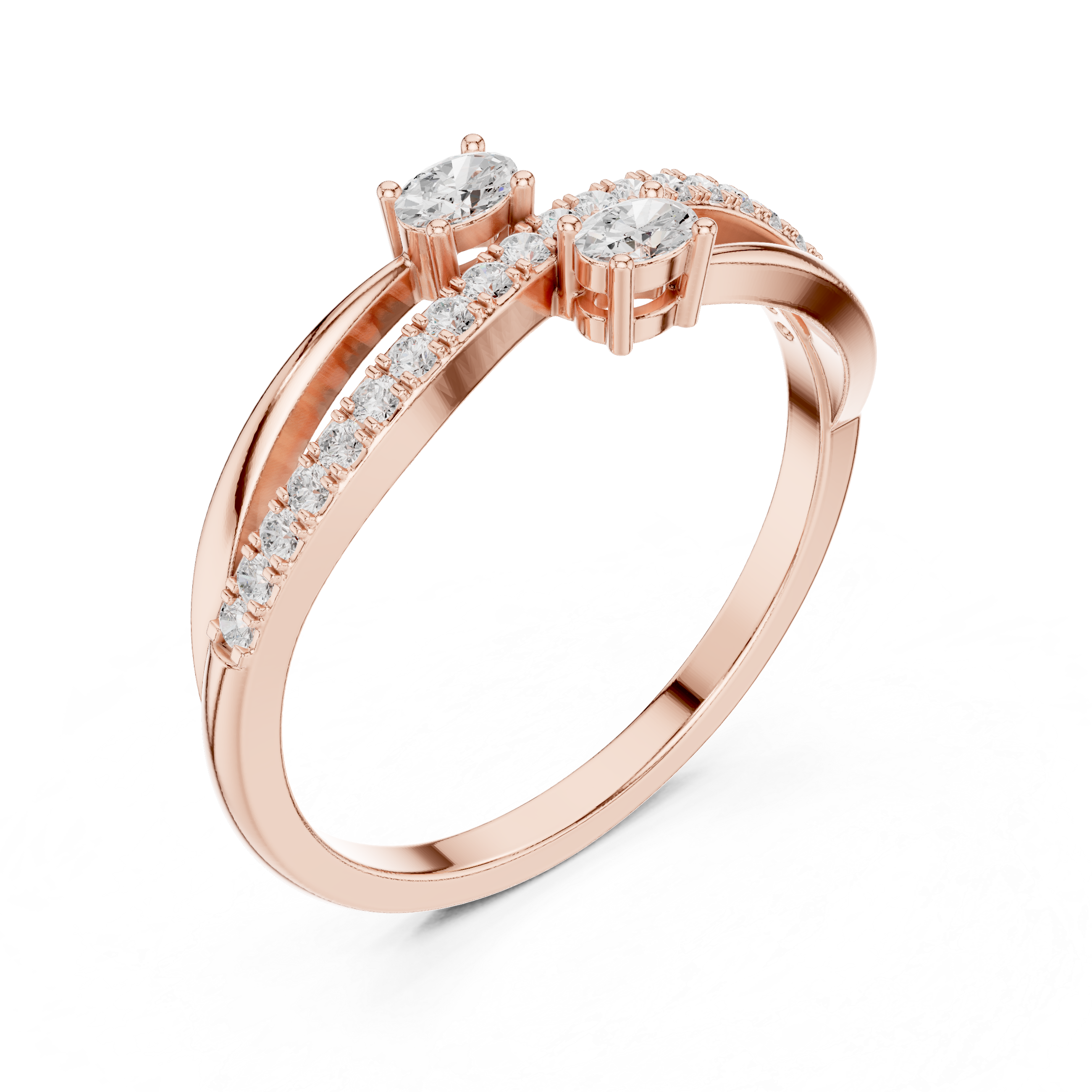 Bypass Oval Diamond Ring – Modern Pavé Open Wrap Ring