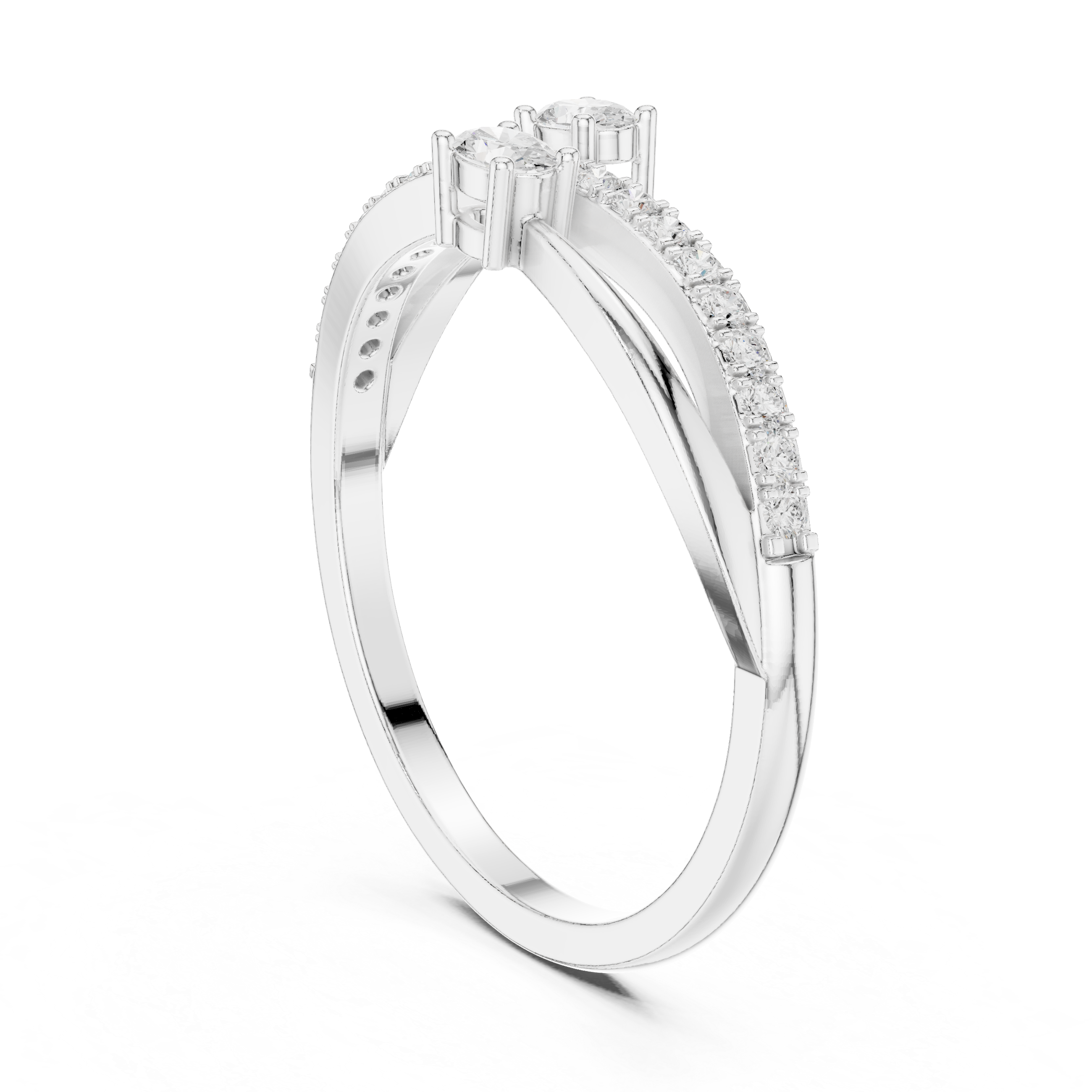 Bypass Oval Diamond Ring – Modern Pavé Open Wrap Ring