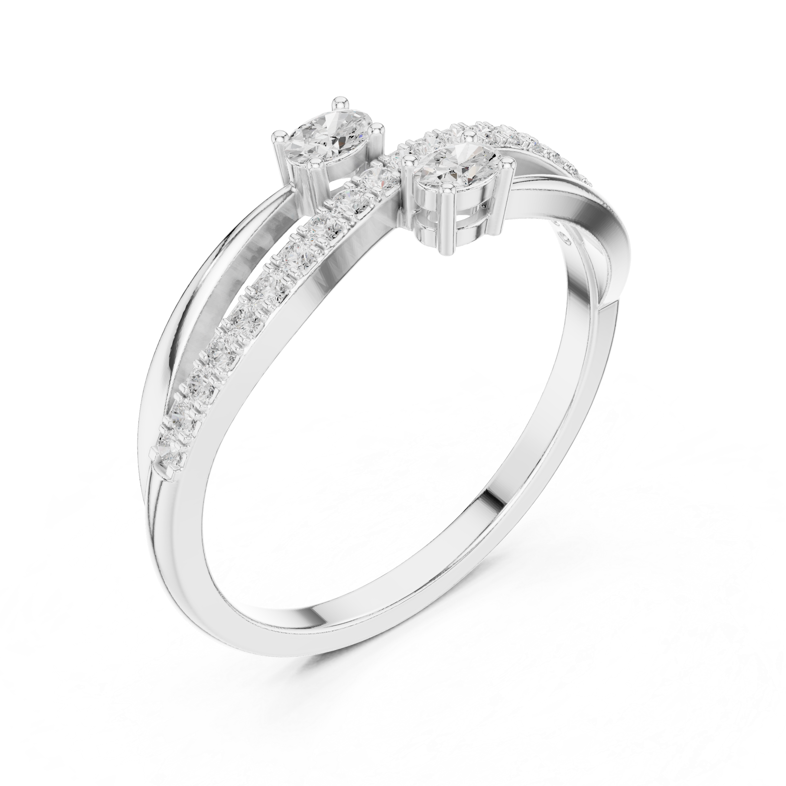 Bypass Oval Diamond Ring – Modern Pavé Open Wrap Ring