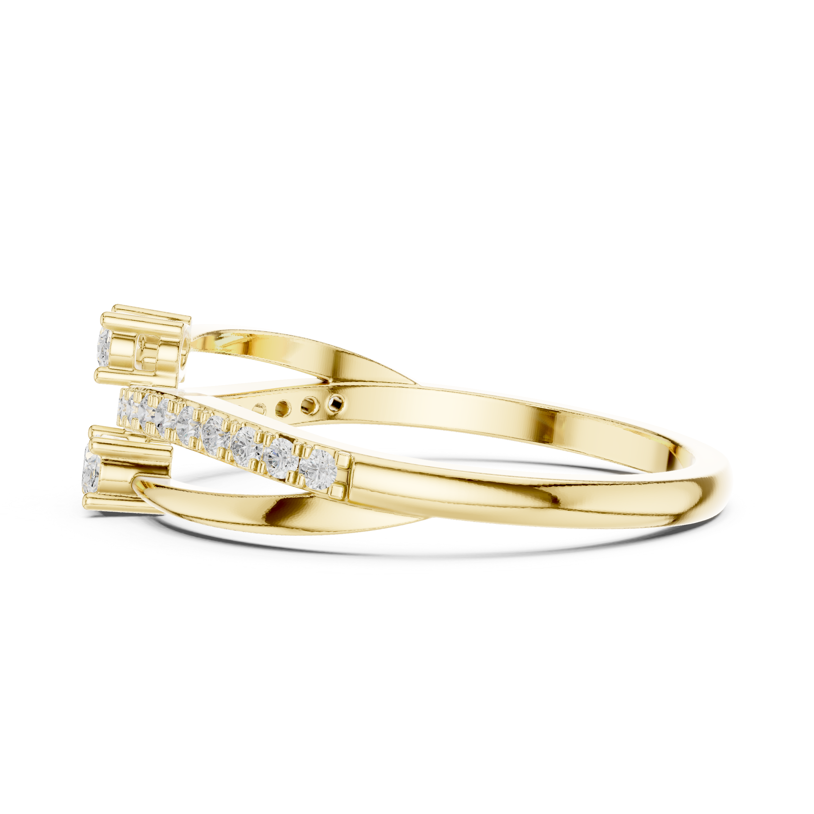 Bypass Oval Diamond Ring – Modern Pavé Open Wrap Ring