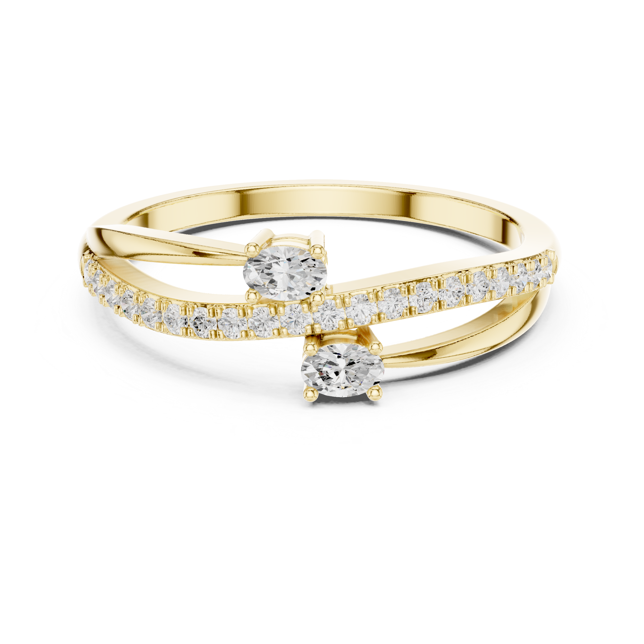 Bypass Oval Diamond Ring – Modern Pavé Open Wrap Ring