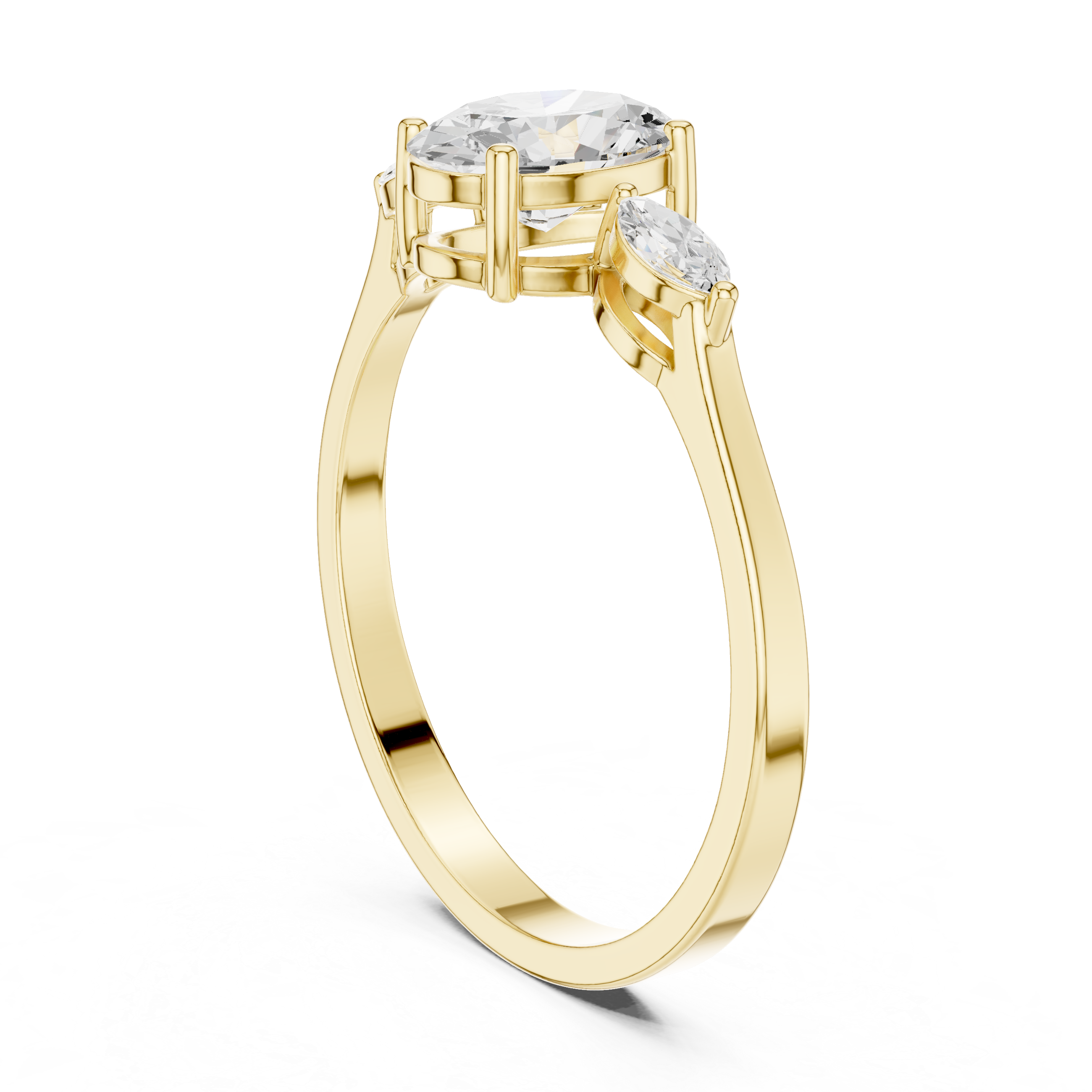 Oval Cut Three Stone Engagement Ring – Marquise Side Stone Diamond Ring