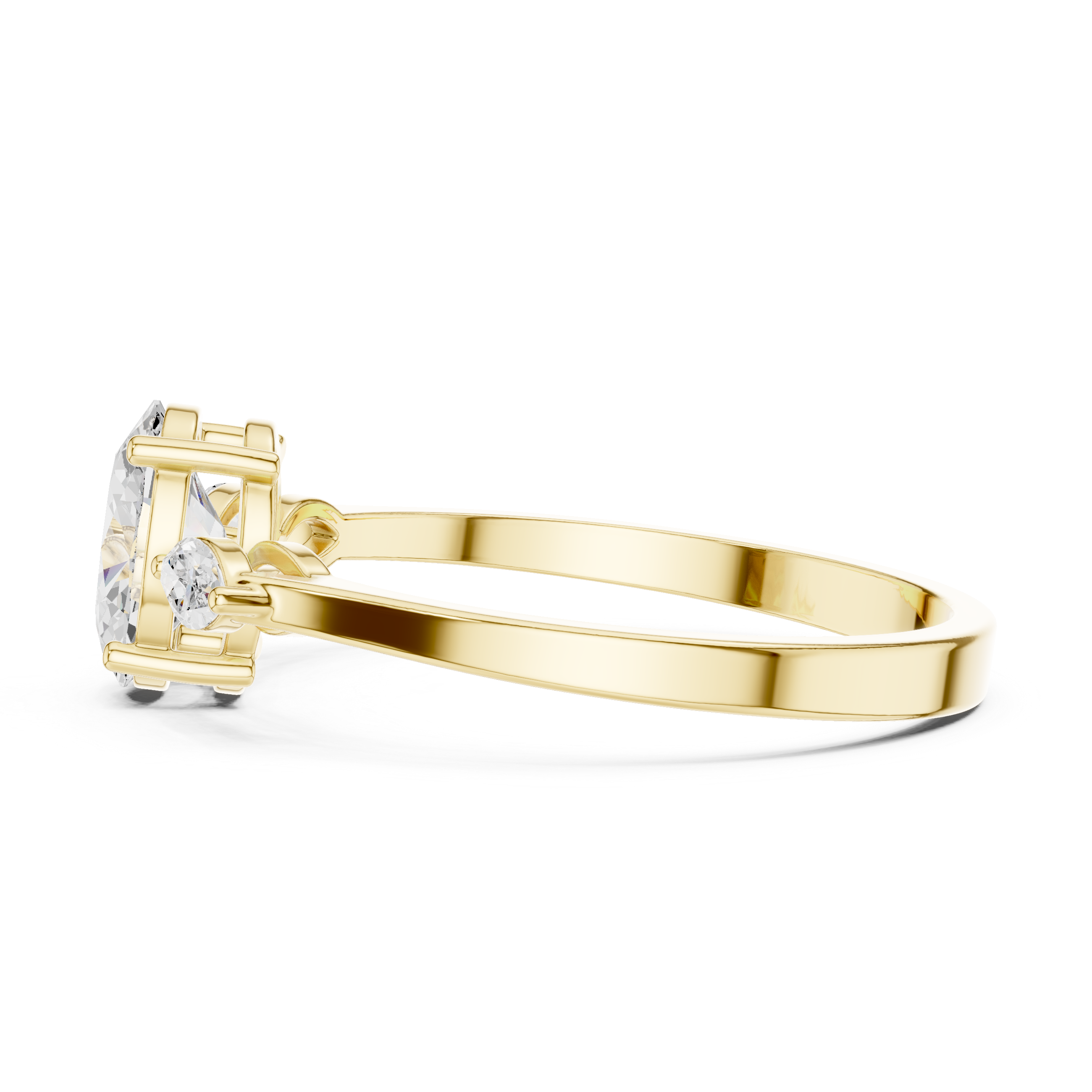 Oval Cut Three Stone Engagement Ring – Marquise Side Stone Diamond Ring