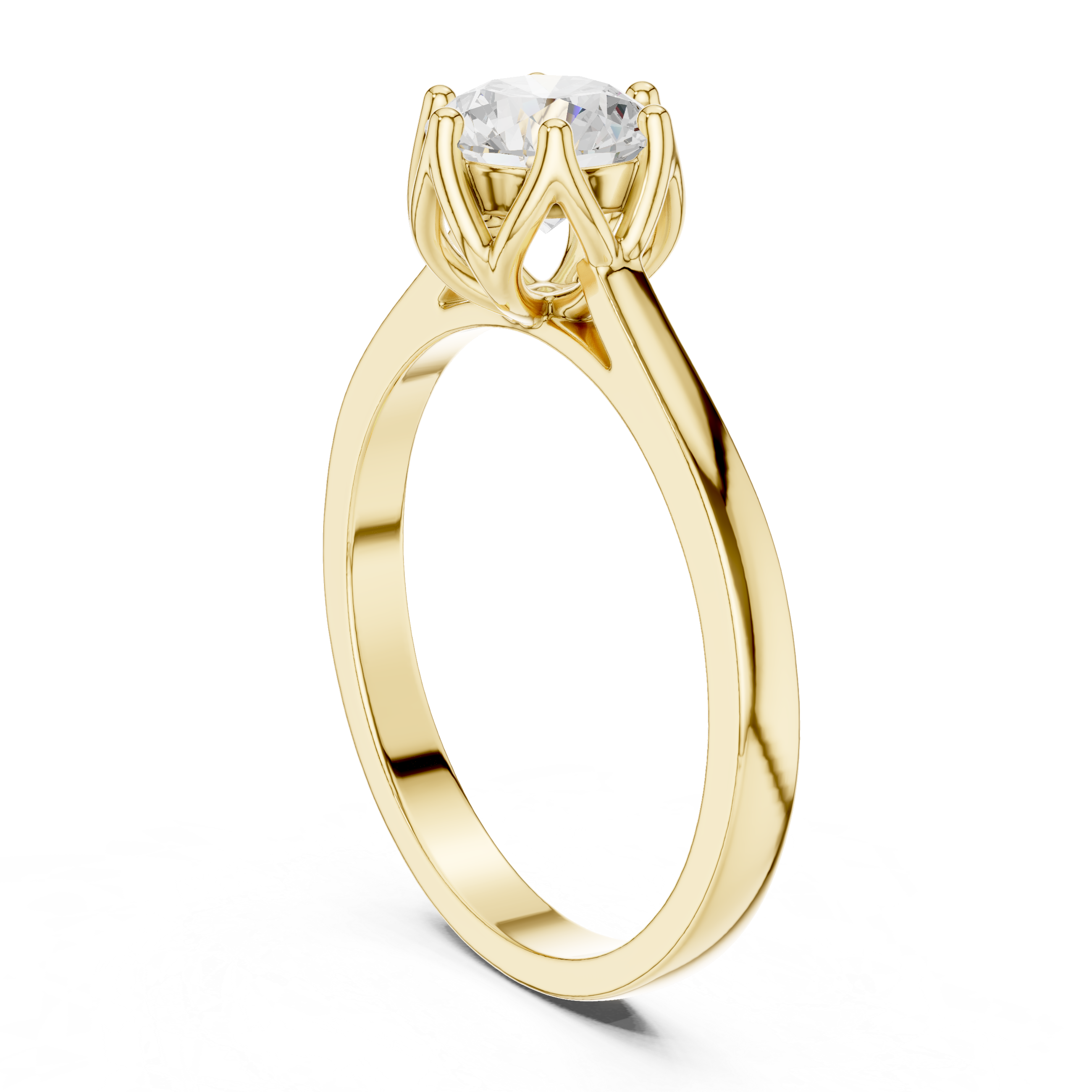 Classic Round Solitaire Engagement Ring – Six Prong Cathedral Setting Diamond Ring