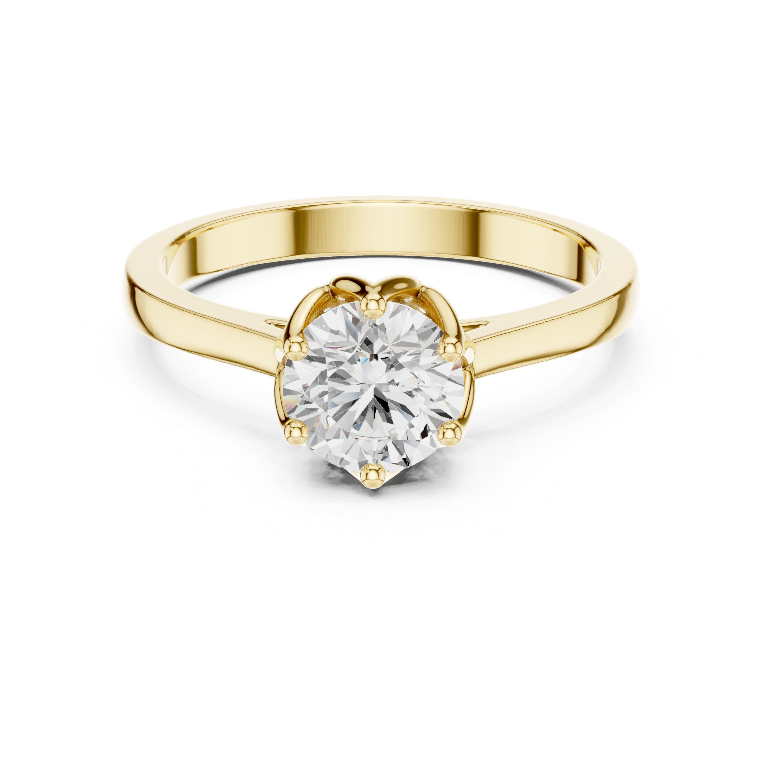 Classic Round Solitaire Engagement Ring – Six Prong Cathedral Setting Diamond Ring