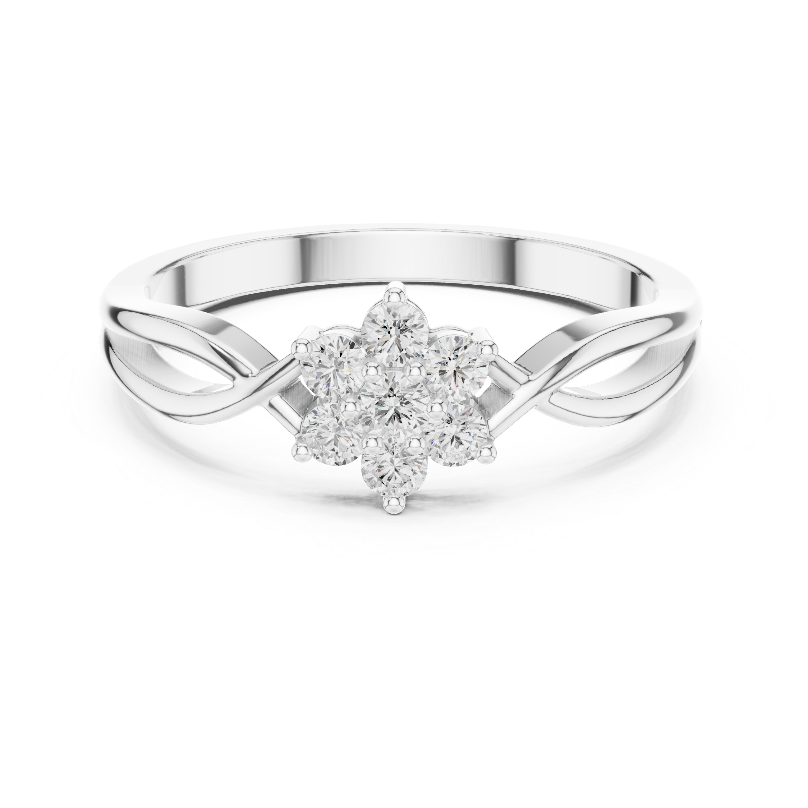 Infinity Flower Diamond Ring – Twisted Floral Cluster Promise Ring