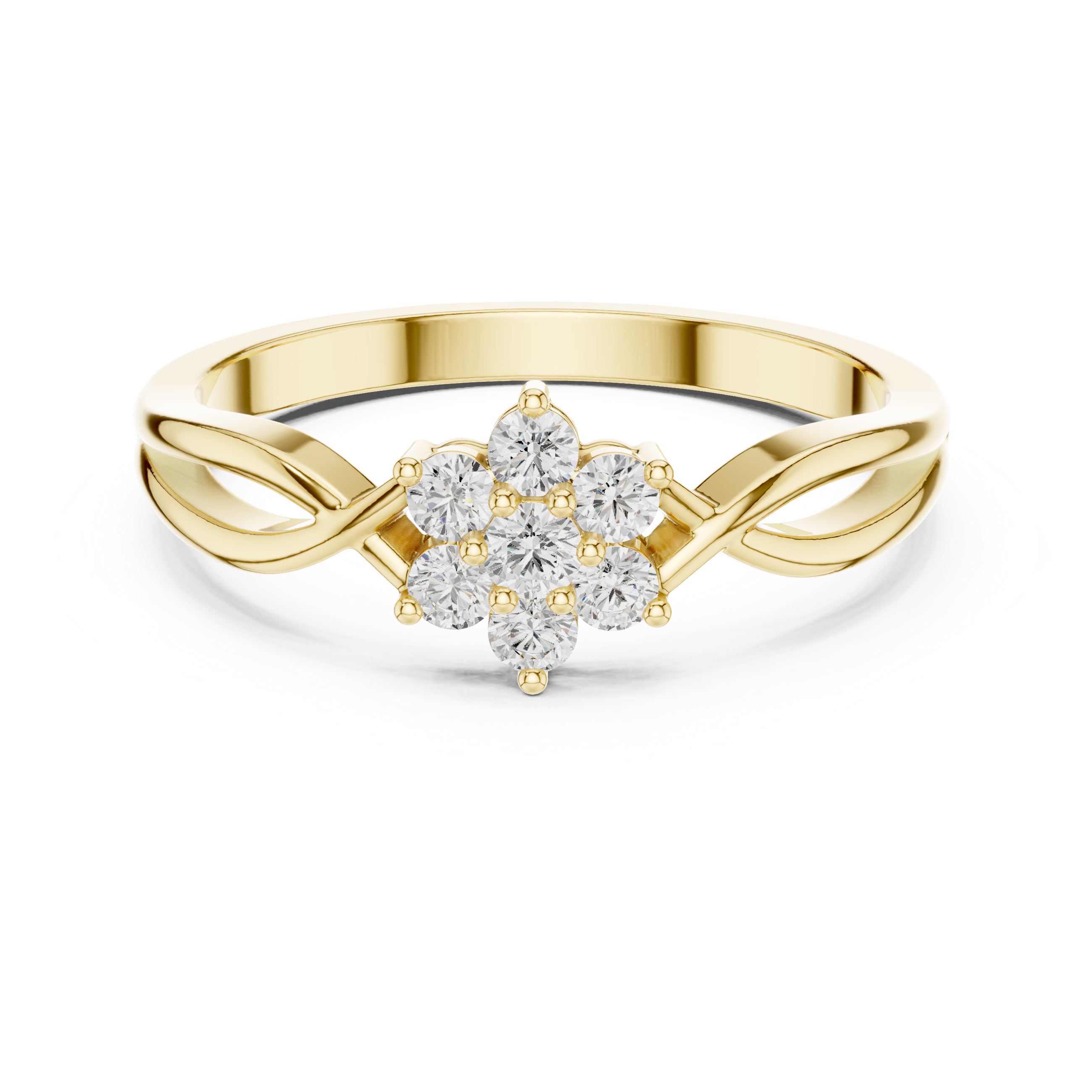 Infinity Flower Diamond Ring – Twisted Floral Cluster Promise Ring
