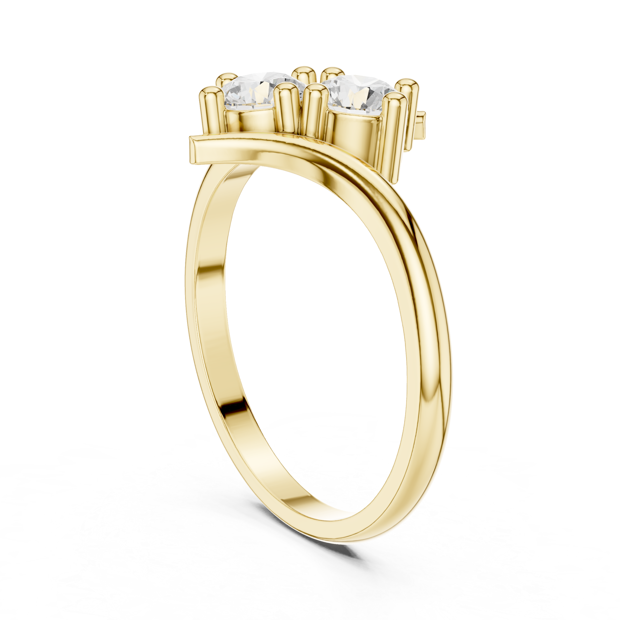 Bypass Two Stone Diamond Ring – Modern Open Wrap Engagement Ring