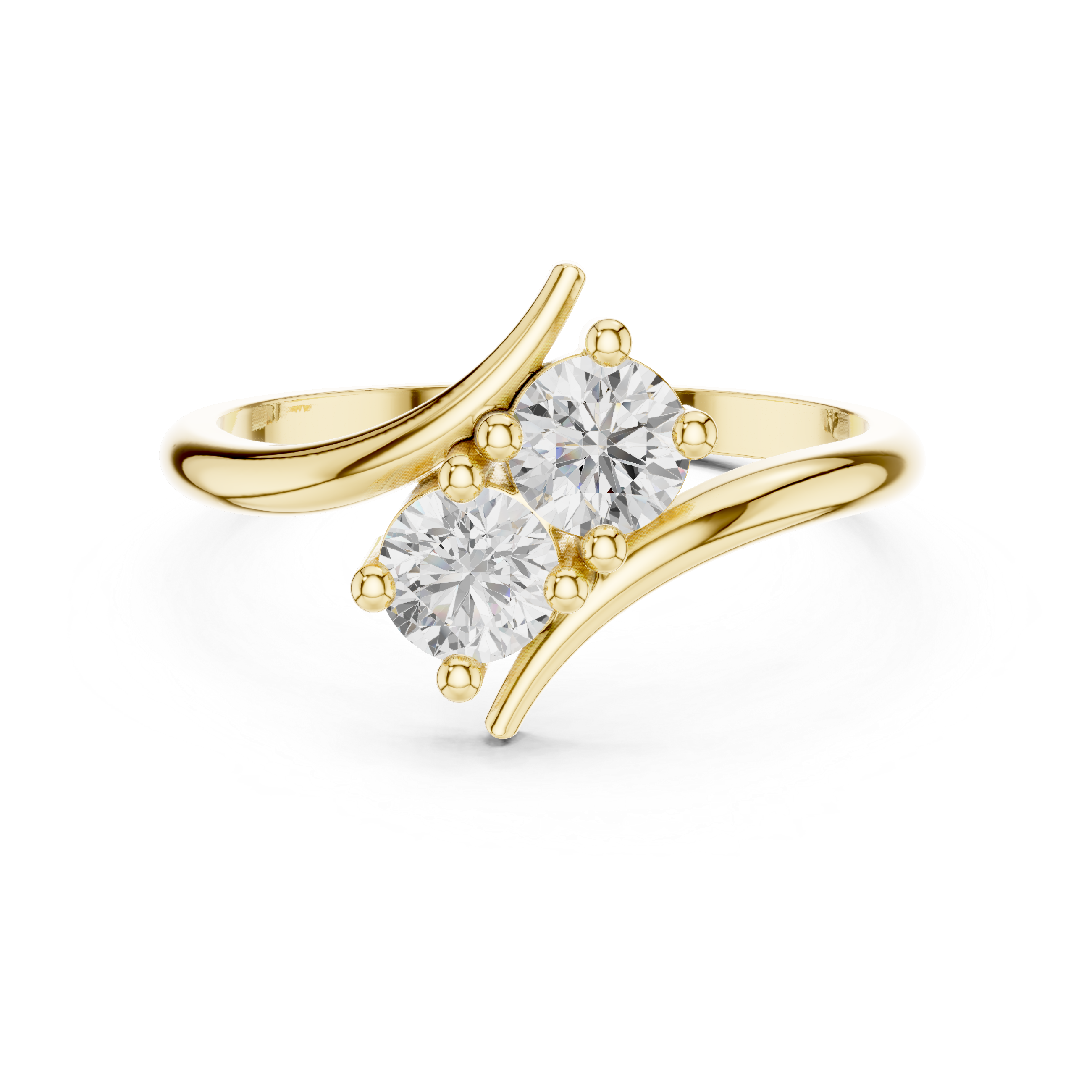 Bypass Two Stone Diamond Ring – Modern Open Wrap Engagement Ring