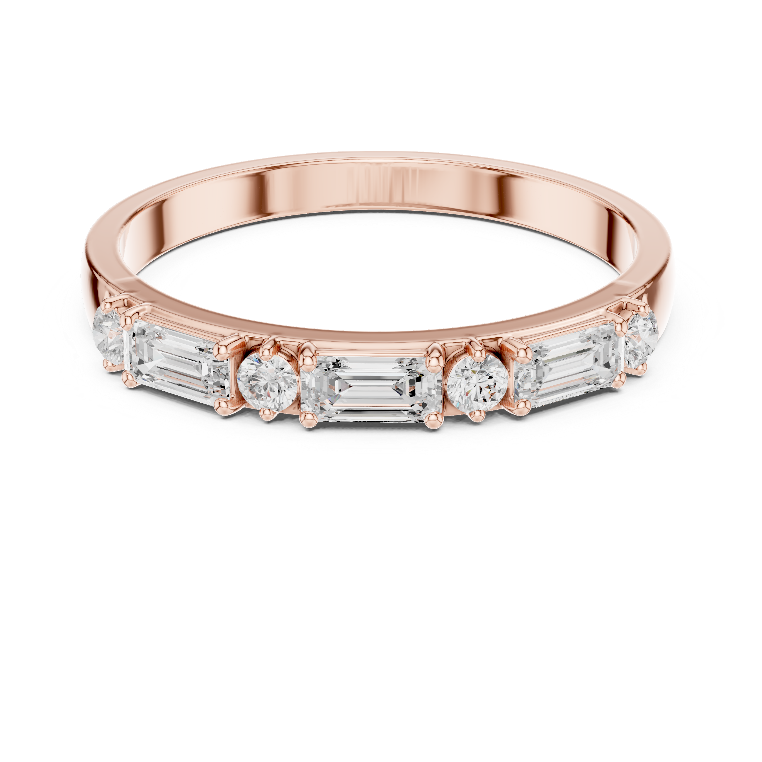 Emerald Cut Diamond Anniversary Band – Seven Stone Wedding Ring