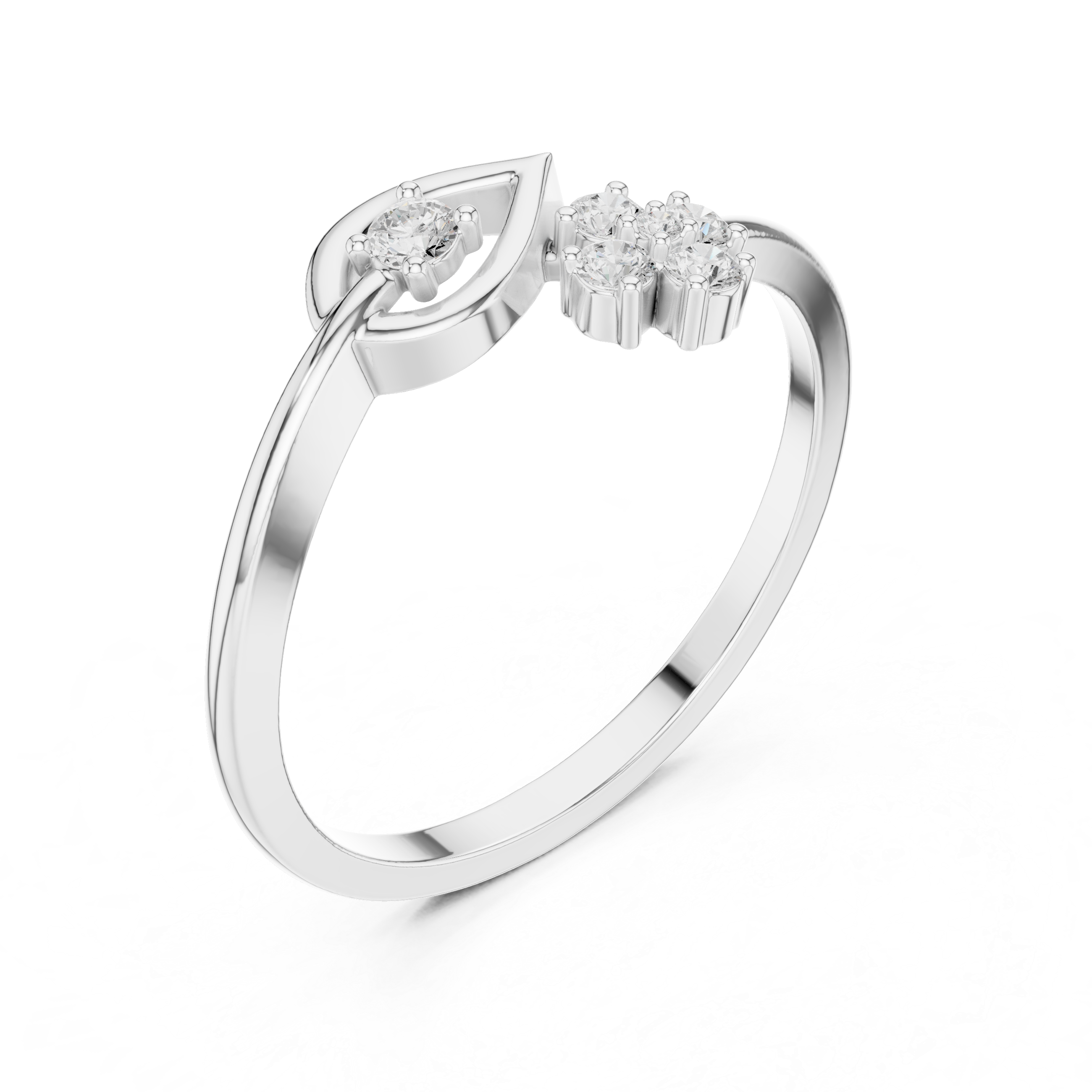 Evil Eye & Floral Diamond Open Ring – Minimalist Lucky Charm Ring