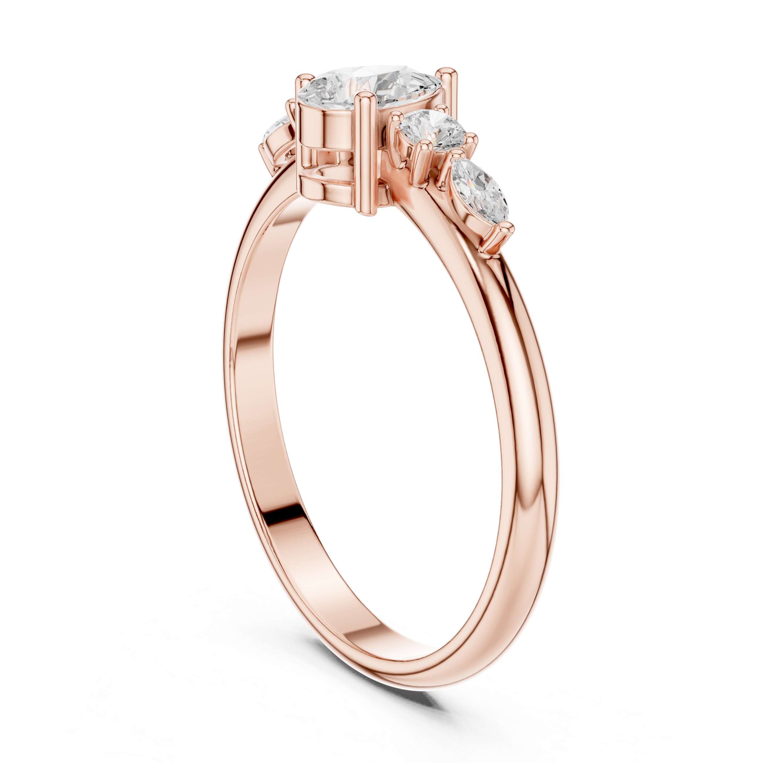 Pear Diamond Cluster Ring – Vintage Inspired Five Stone Engagement Ring