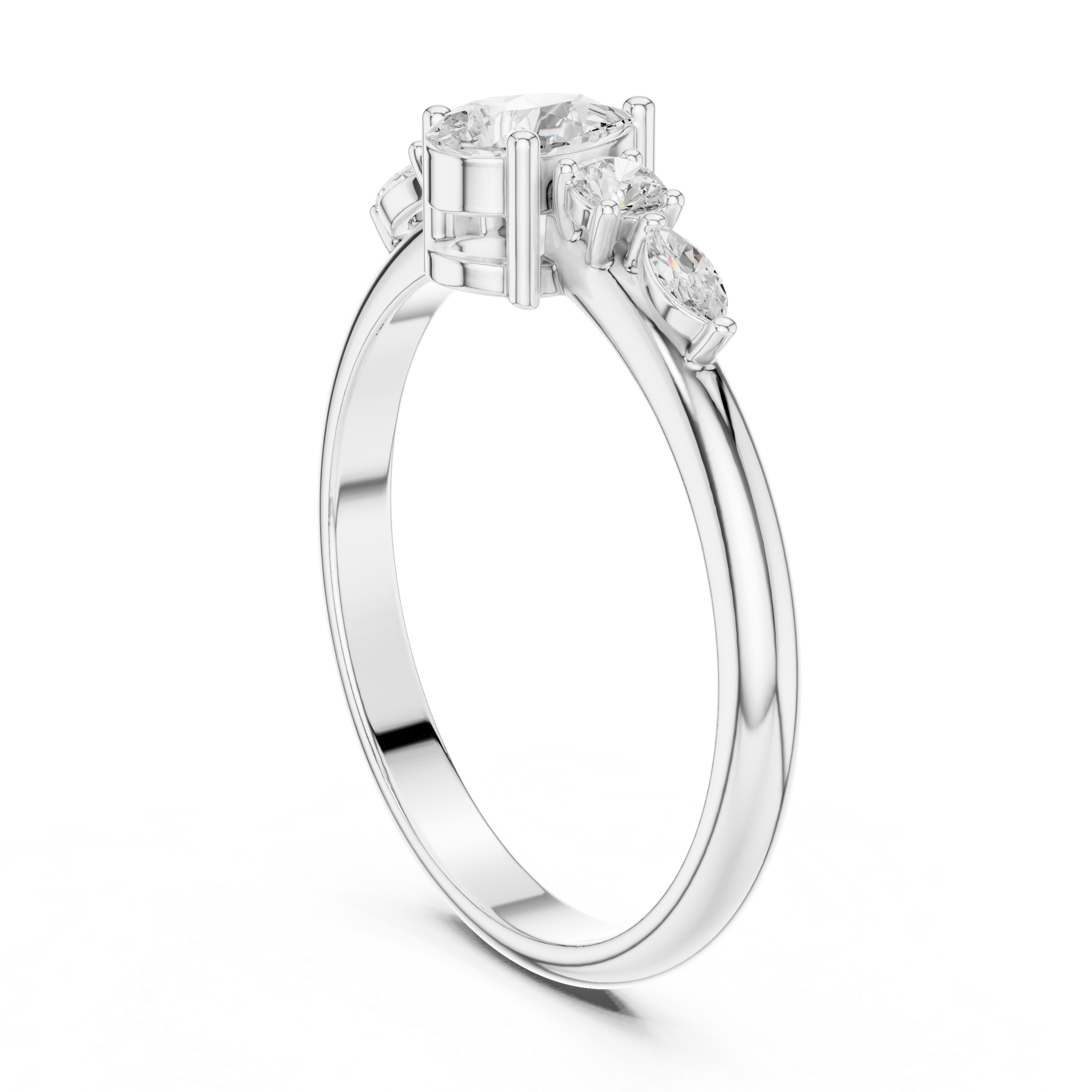 Pear Diamond Cluster Ring – Vintage Inspired Five Stone Engagement Ring