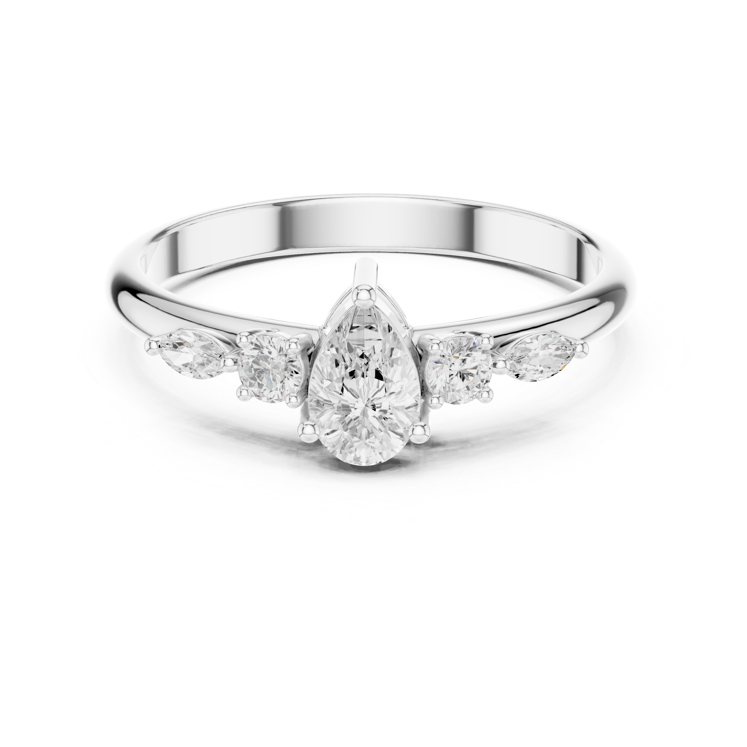 Pear Diamond Cluster Ring – Vintage Inspired Five Stone Engagement Ring