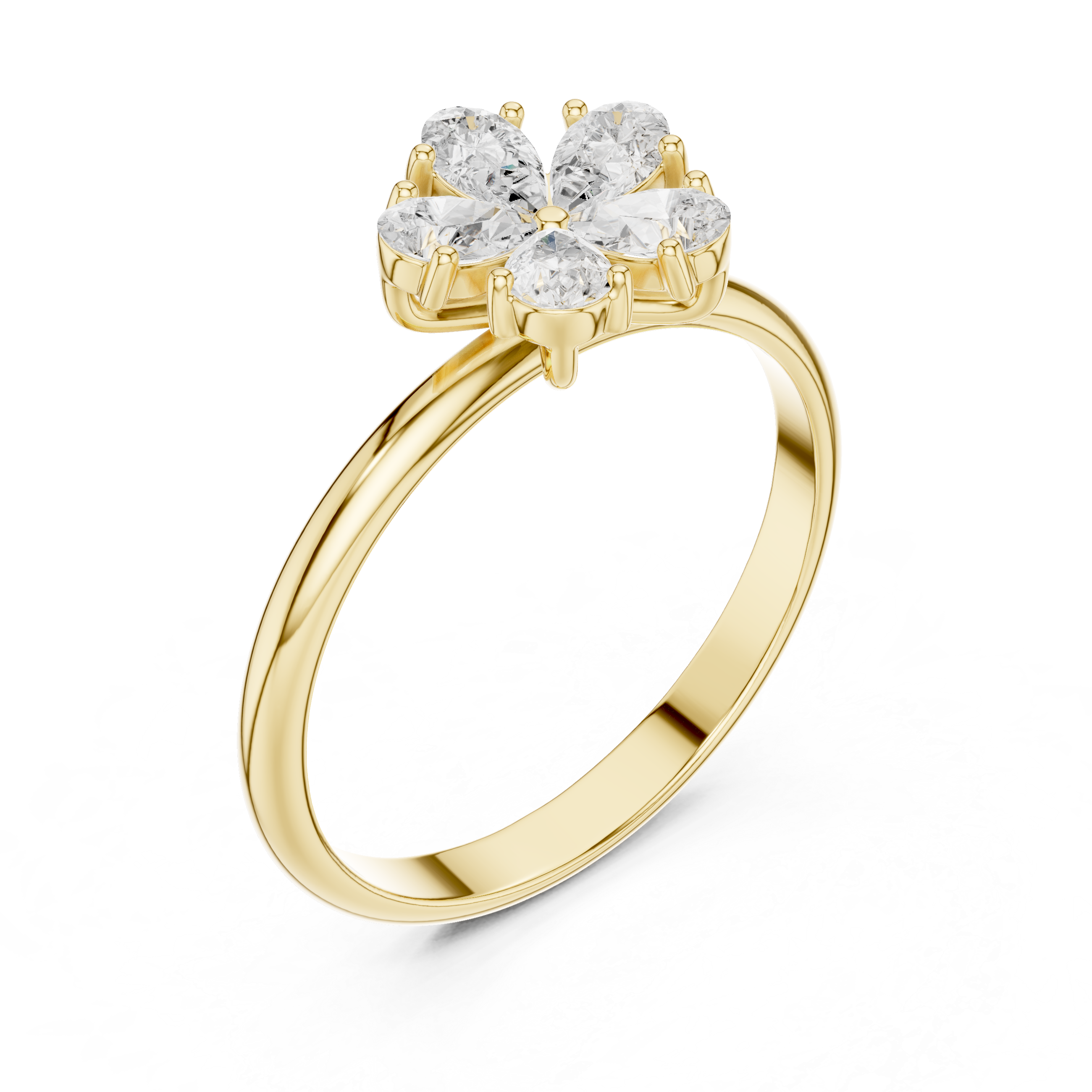 Pear Cut Flower Diamond Ring – Floral Cluster Engagement Ring