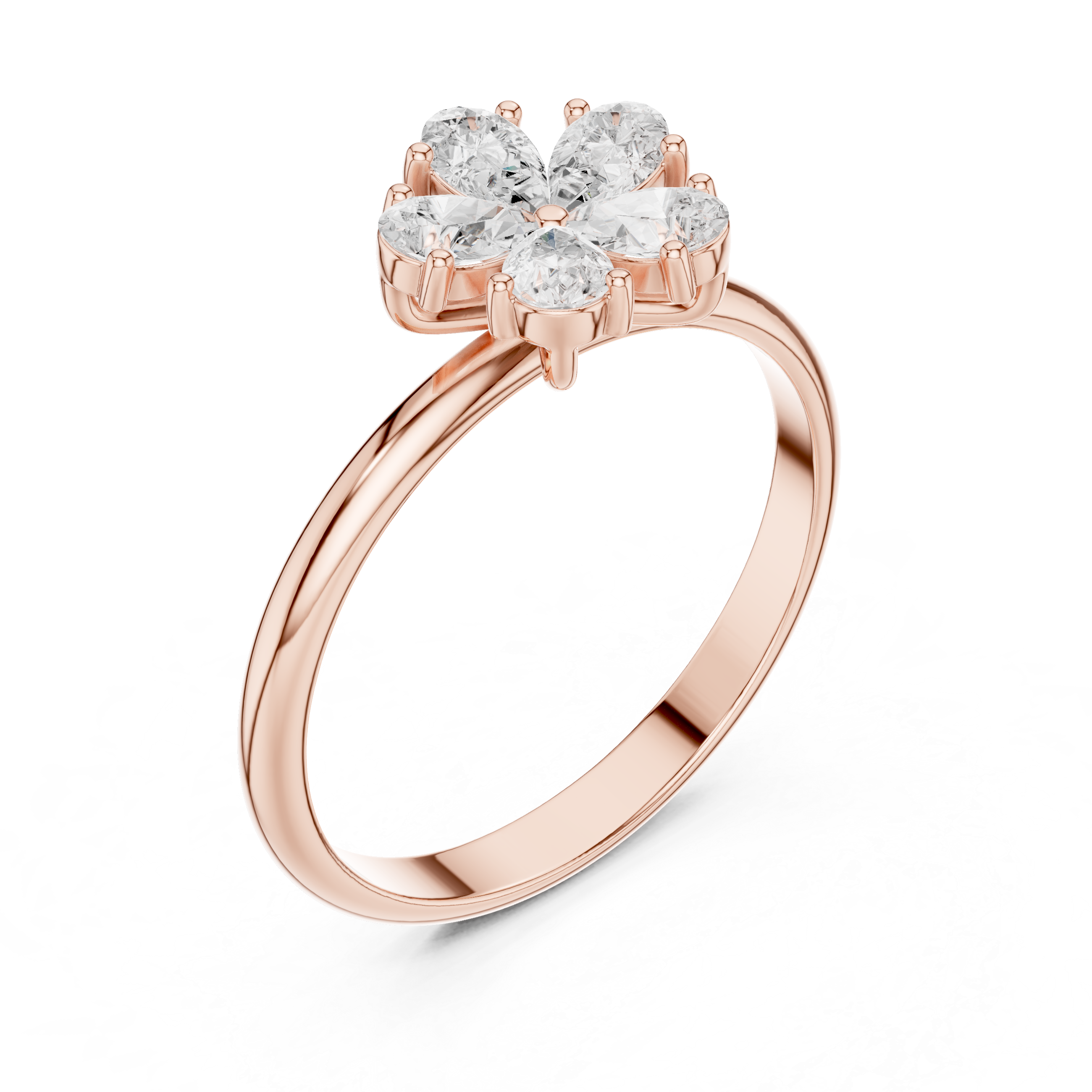 Pear Cut Flower Diamond Ring – Floral Cluster Engagement Ring