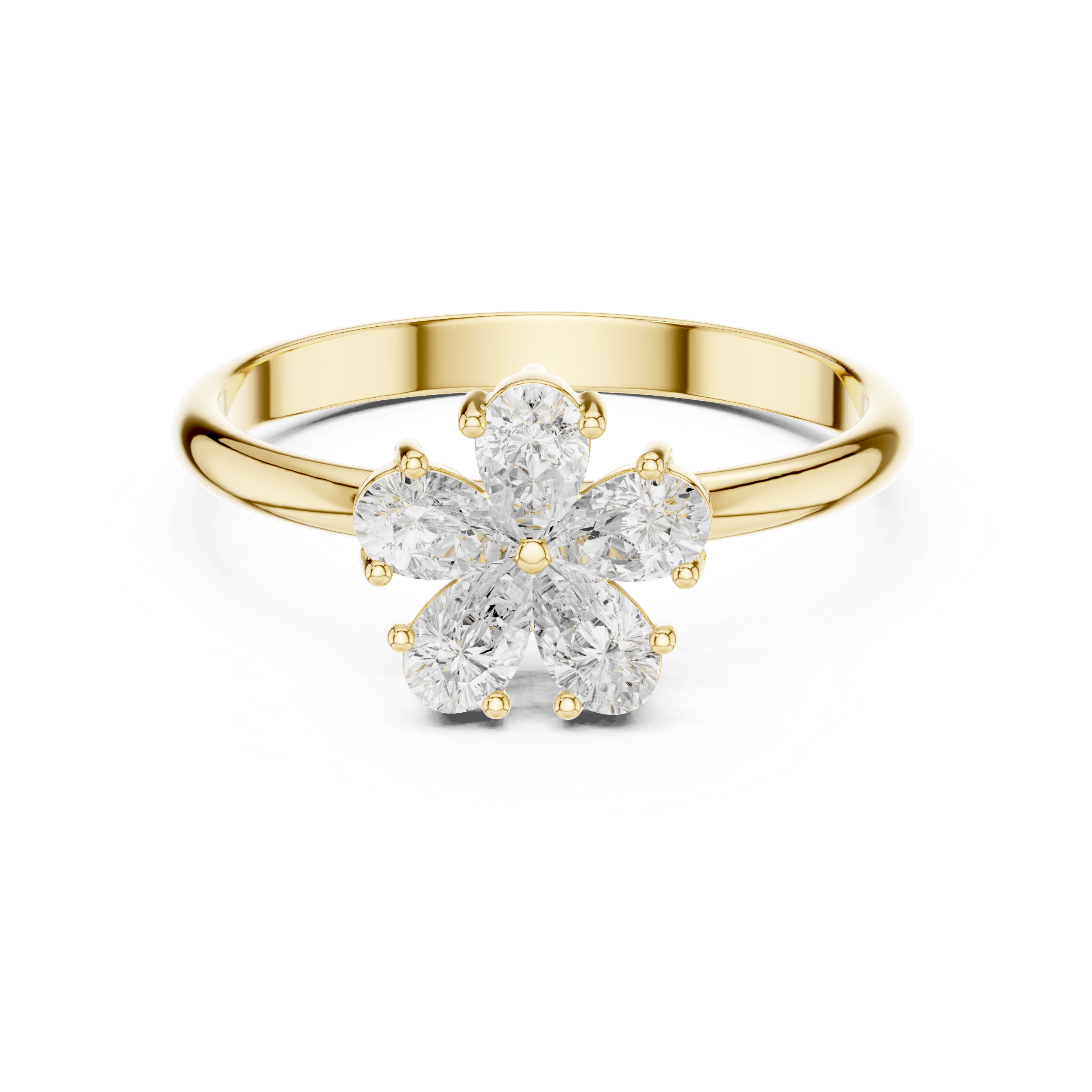 Pear Cut Flower Diamond Ring – Floral Cluster Engagement Ring