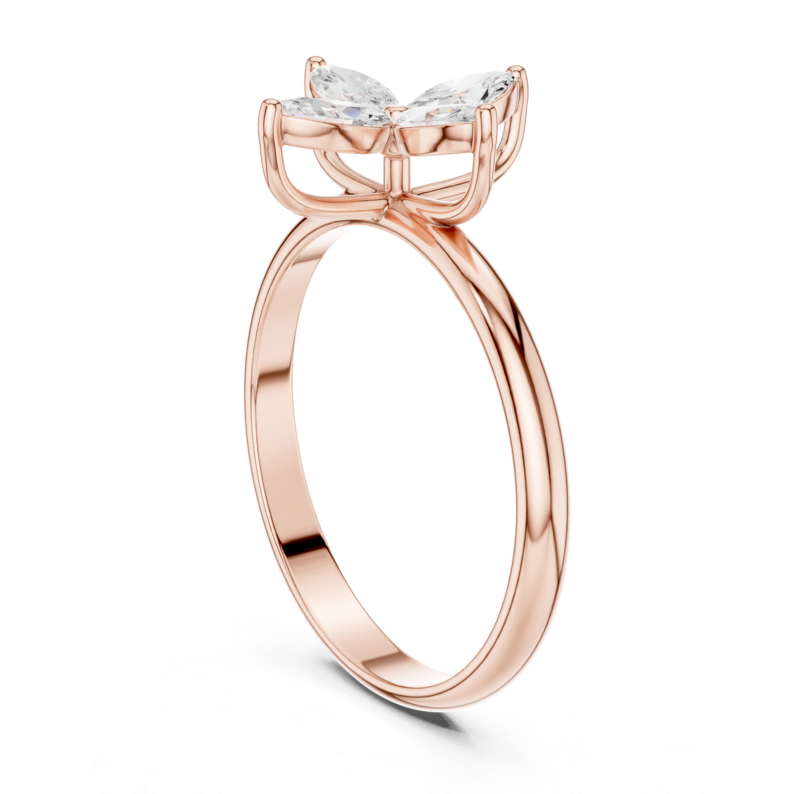 Floral Marquise Diamond Ring – Four Petal Flower Inspired Statement Ring