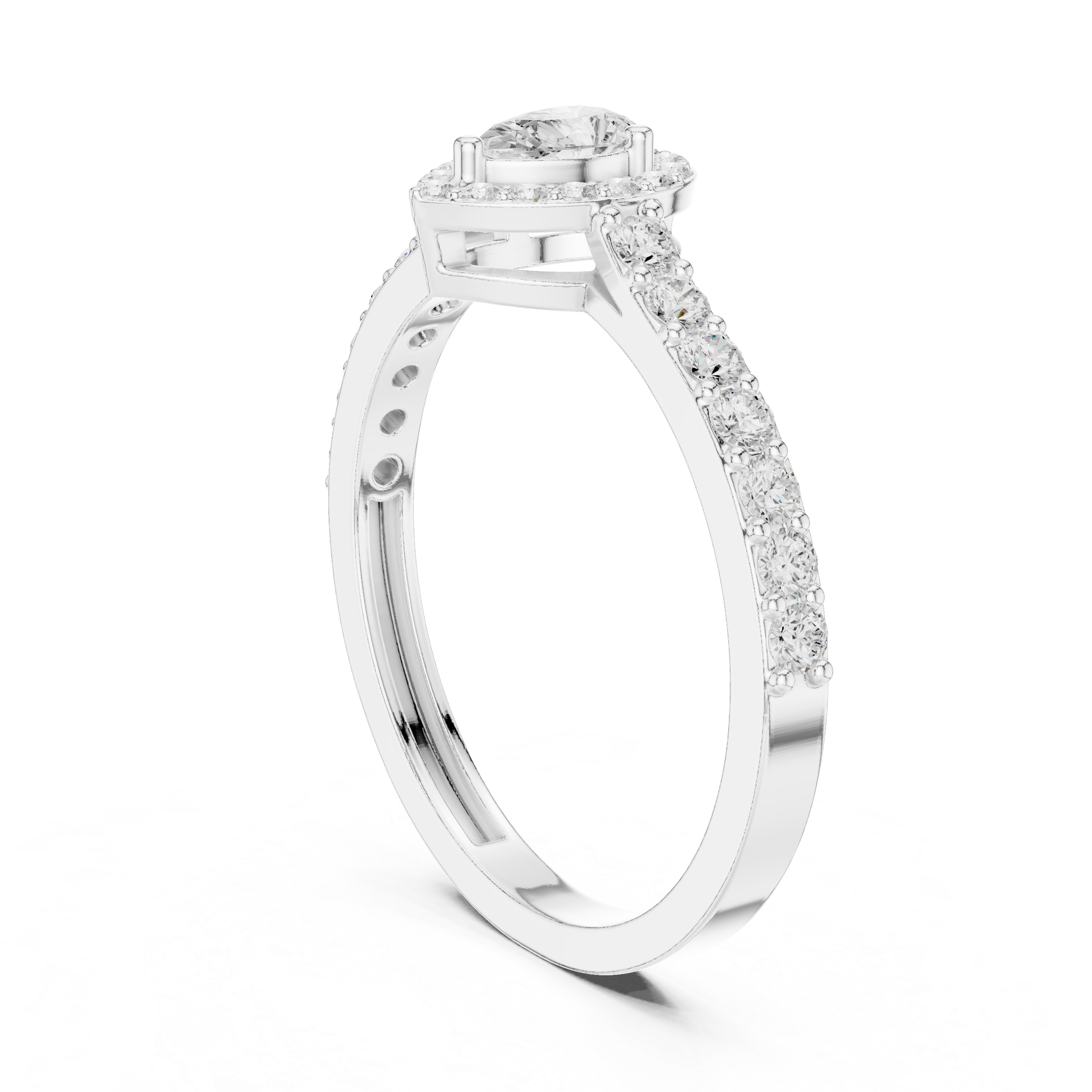 Pear Halo Diamond Engagement Ring – Pavé Band Teardrop Halo Ring