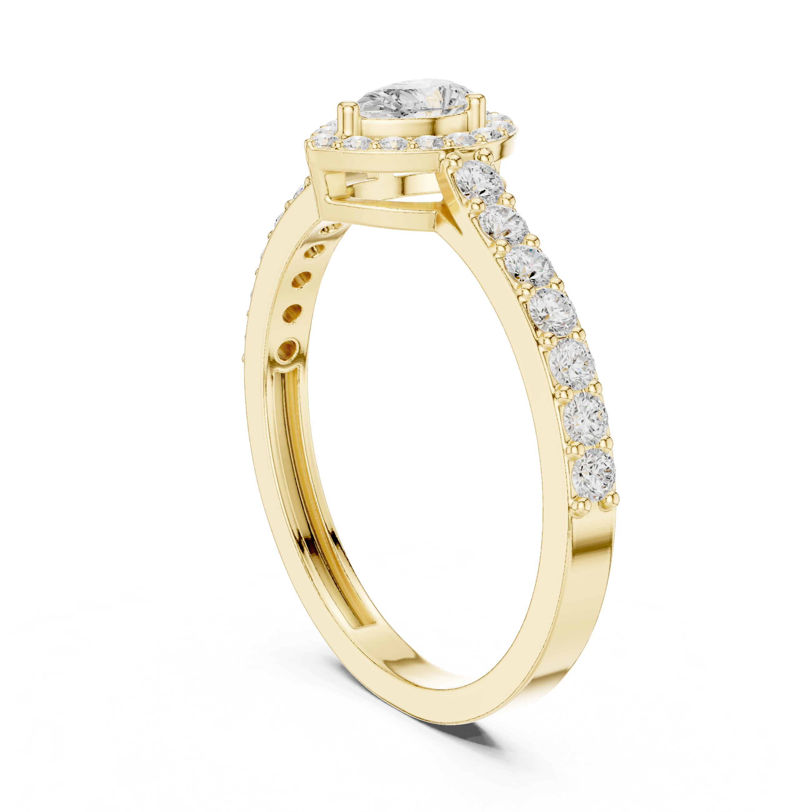 Pear Halo Diamond Engagement Ring – Pavé Band Teardrop Halo Ring