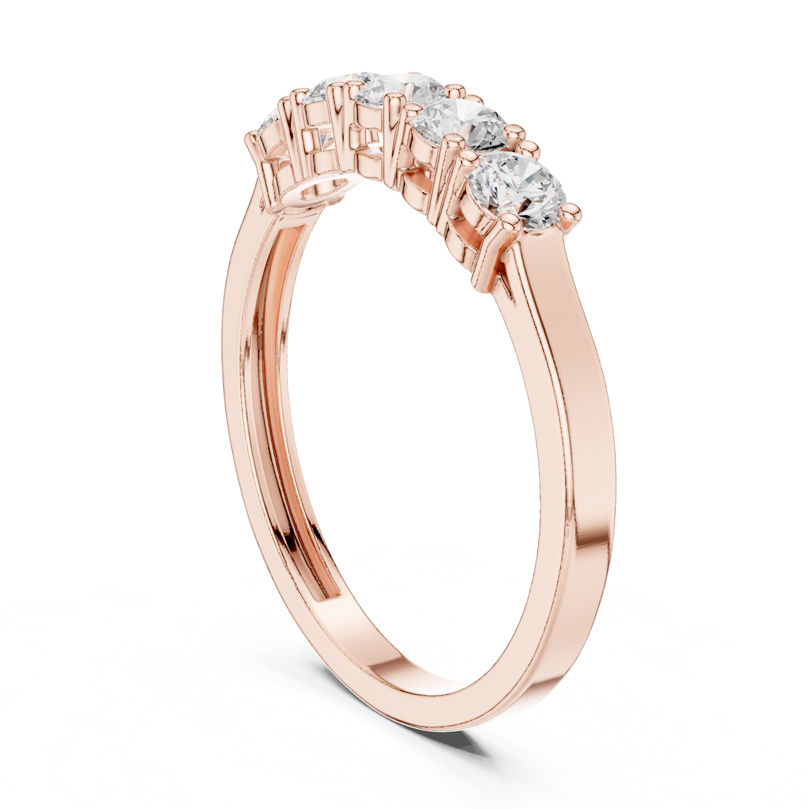Five Stone Round Diamond Anniversary Ring – Classic Shared Prong Wedding Band