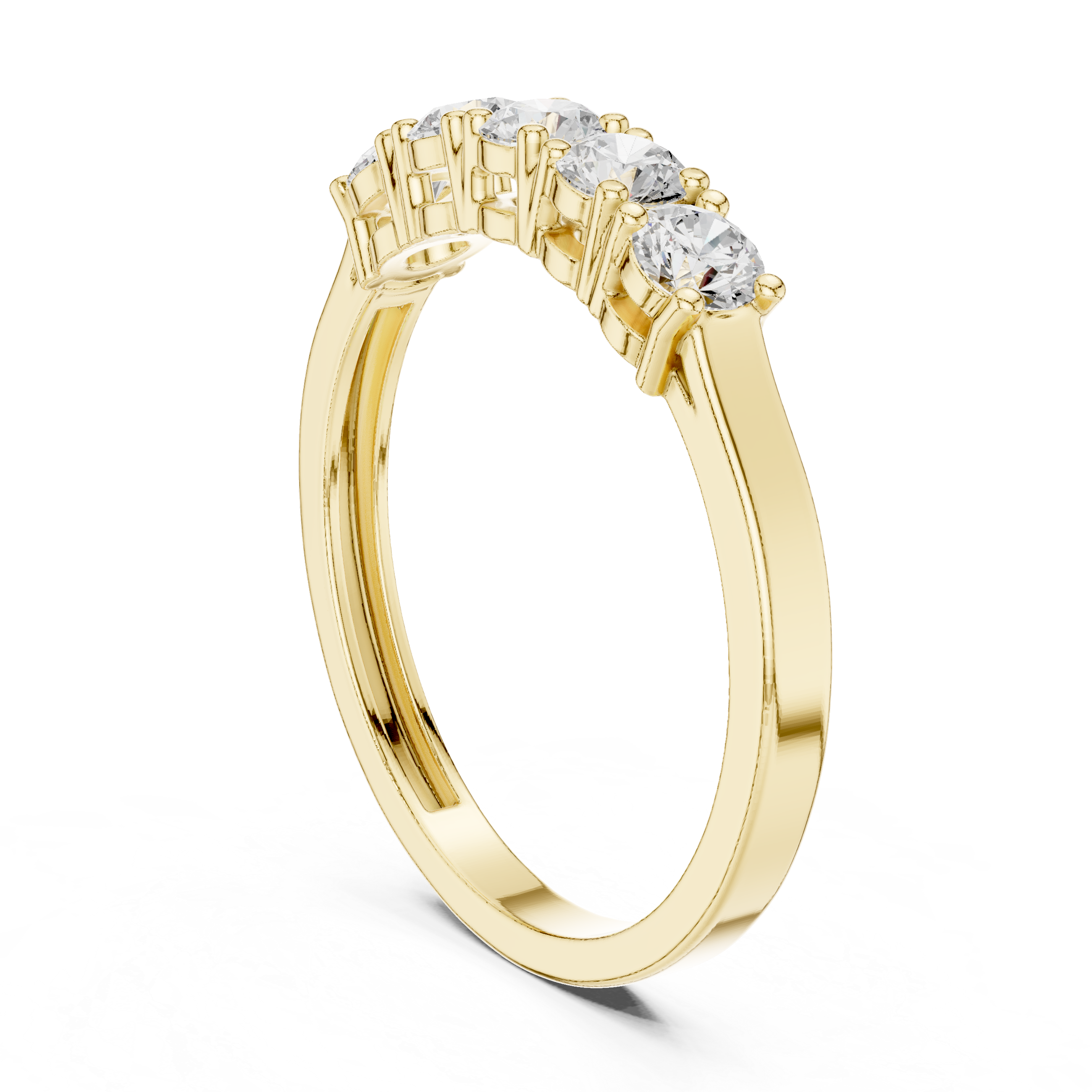 Five Stone Round Diamond Anniversary Ring – Classic Shared Prong Wedding Band