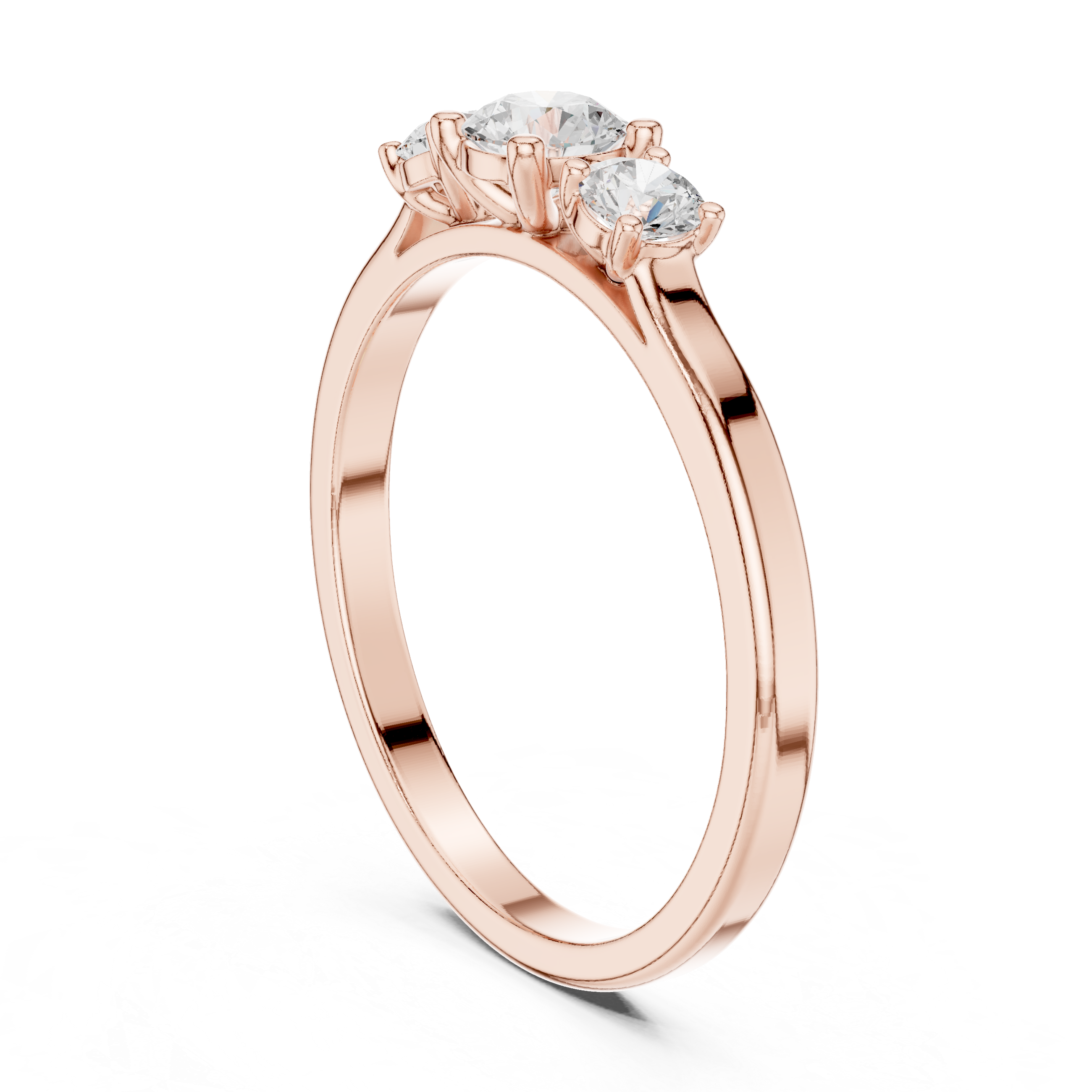 Classic Three Stone Diamond Engagement Ring – Round Brilliant Cut Trilogy Ring