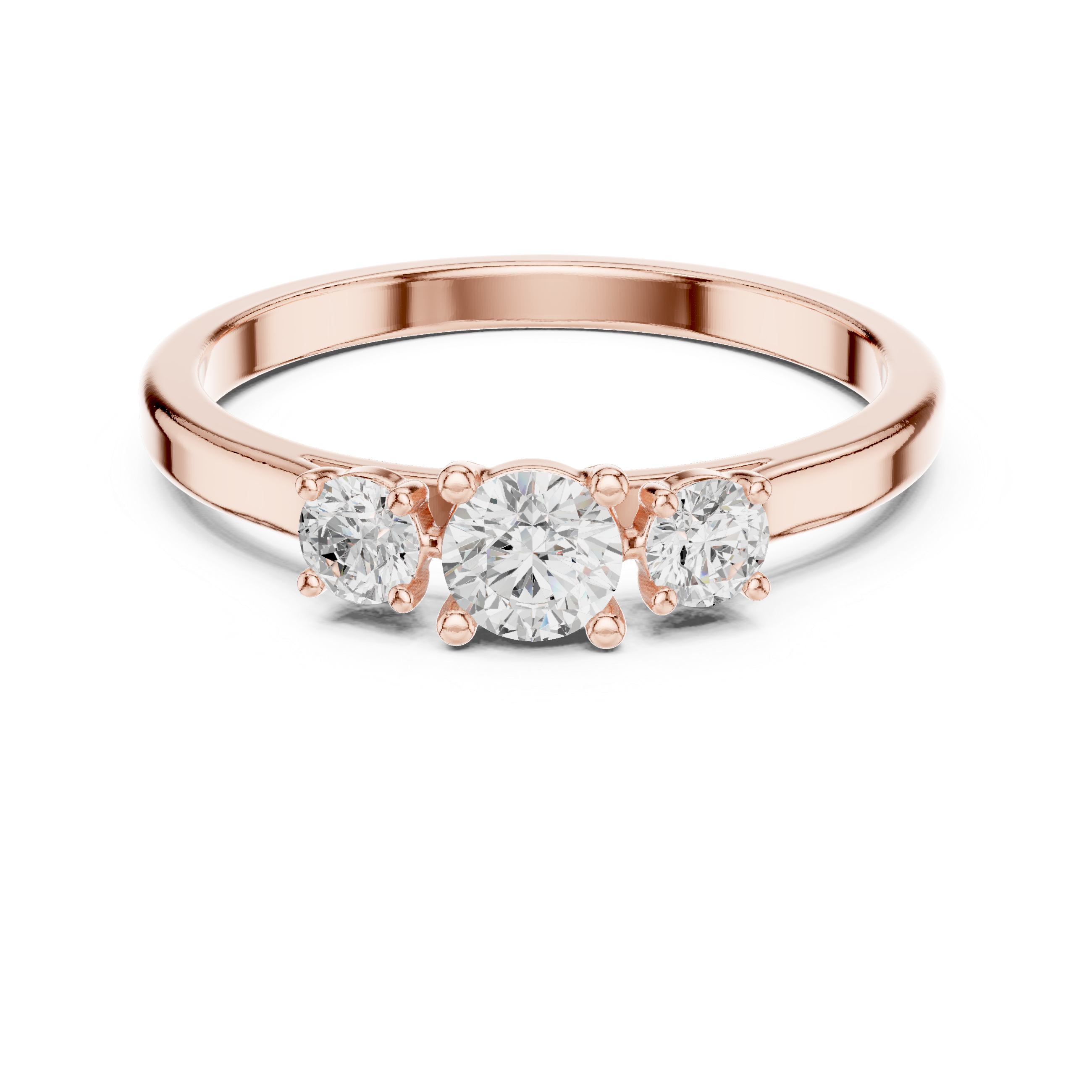 Classic Three Stone Diamond Engagement Ring – Round Brilliant Cut Trilogy Ring