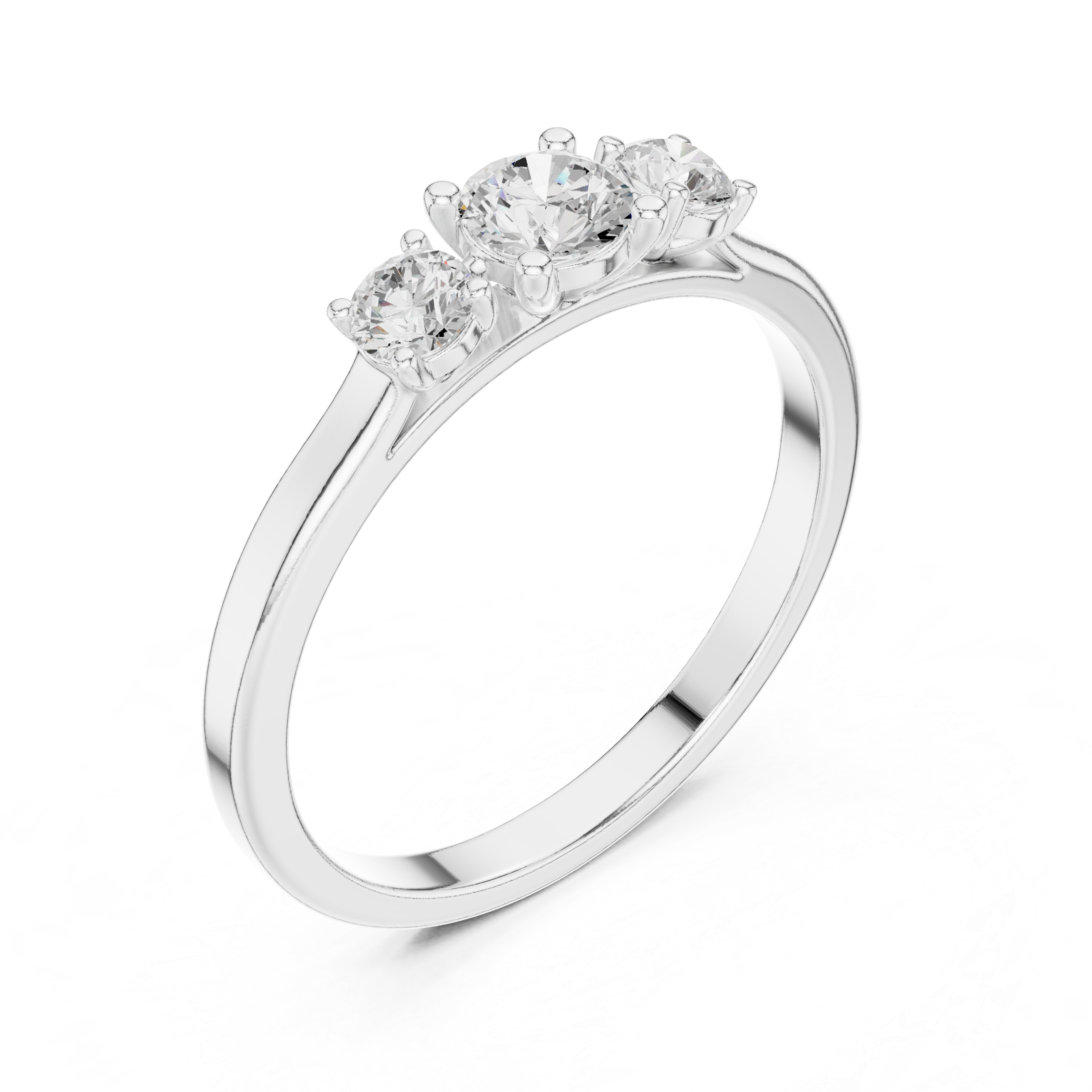 Classic Three Stone Diamond Engagement Ring – Round Brilliant Cut Trilogy Ring