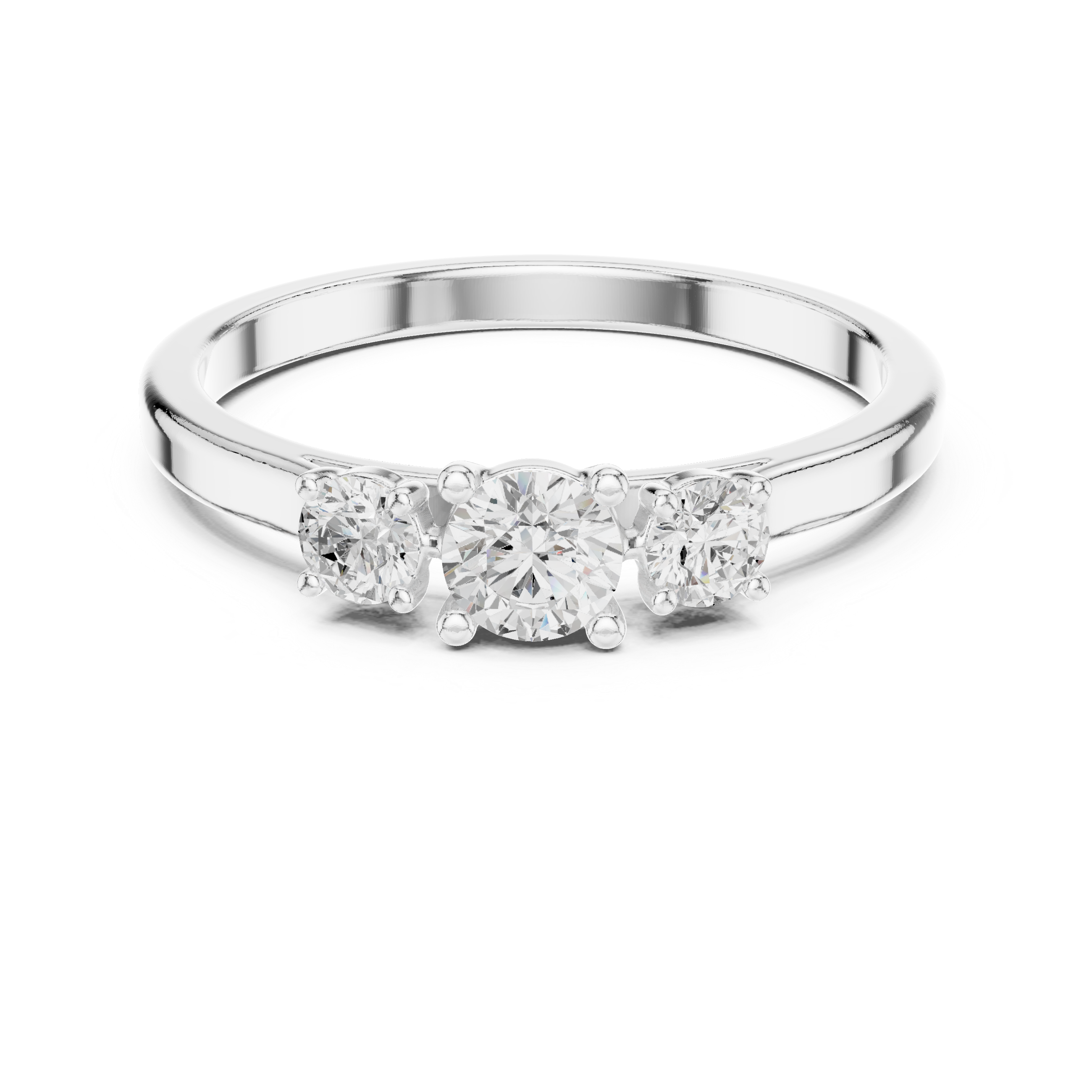Classic Three Stone Diamond Engagement Ring – Round Brilliant Cut Trilogy Ring