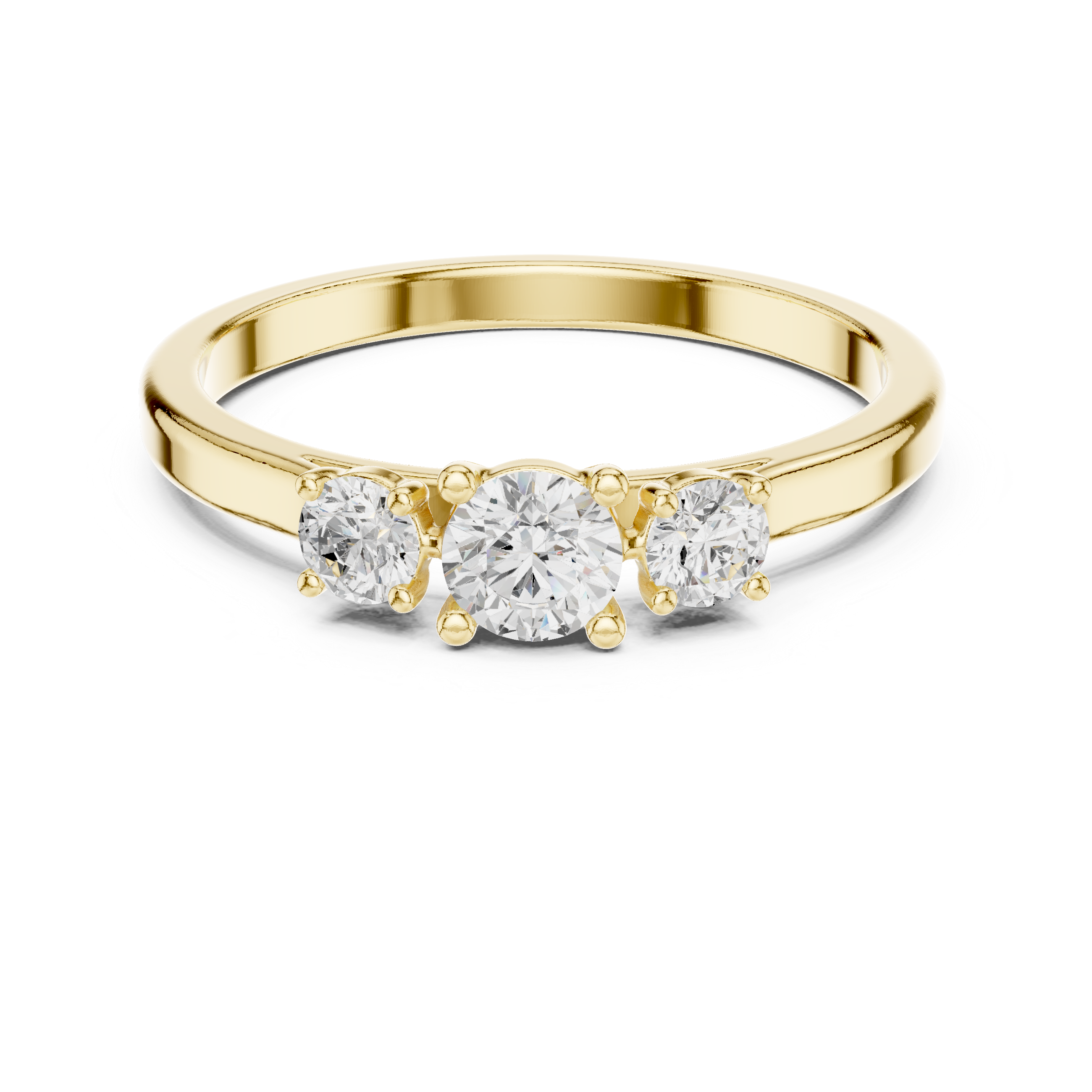 Classic Three Stone Diamond Engagement Ring – Round Brilliant Cut Trilogy Ring