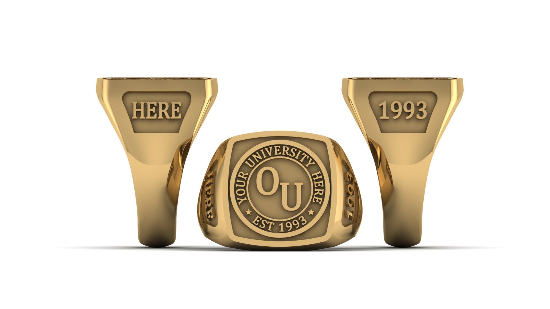 Custom University Ring | Square Graduation Band - Personalized College Jewelry