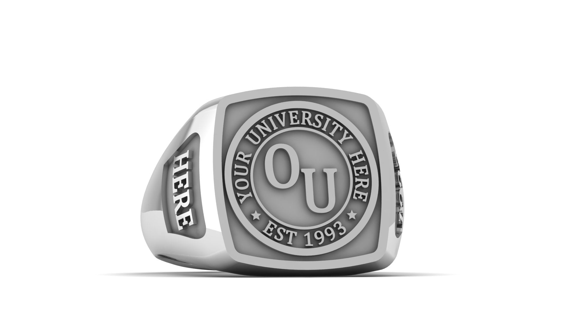 Custom University Ring | Square Graduation Band - Personalized College Jewelry